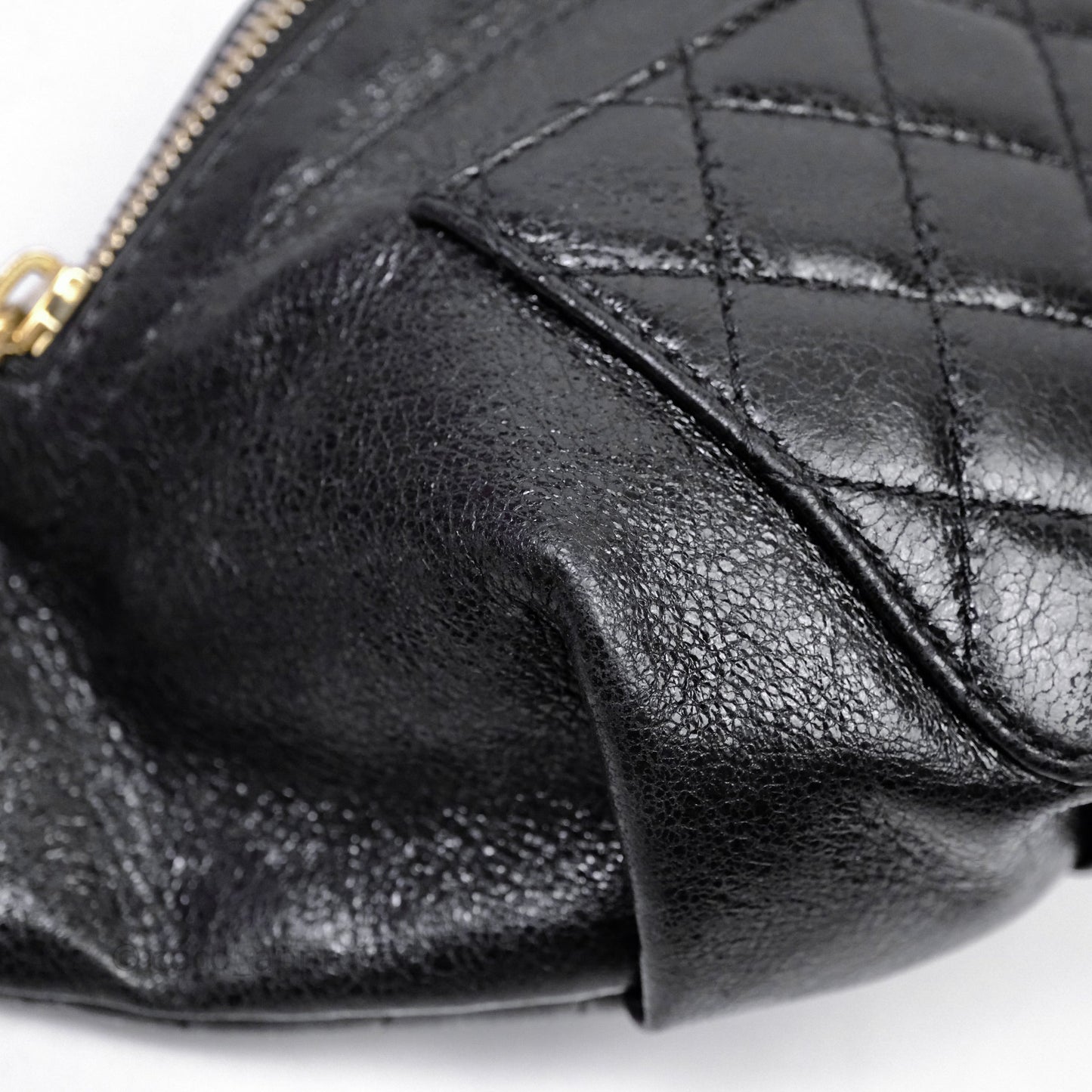 Chanel Waist Bag Black Crumpled Glazed Lambskin Gold Hardware