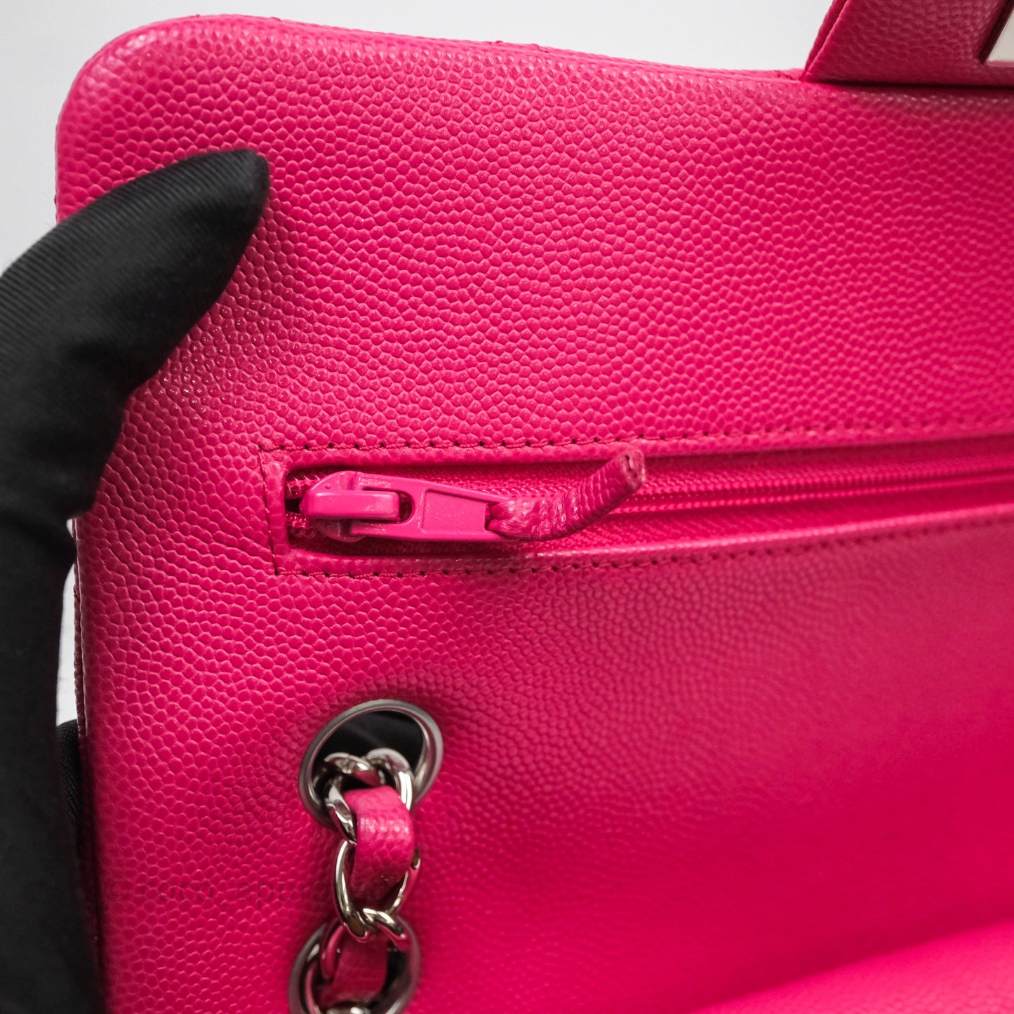 Chanel Small Classic Flap Quilted Hot Pink Caviar Silver Hardware
