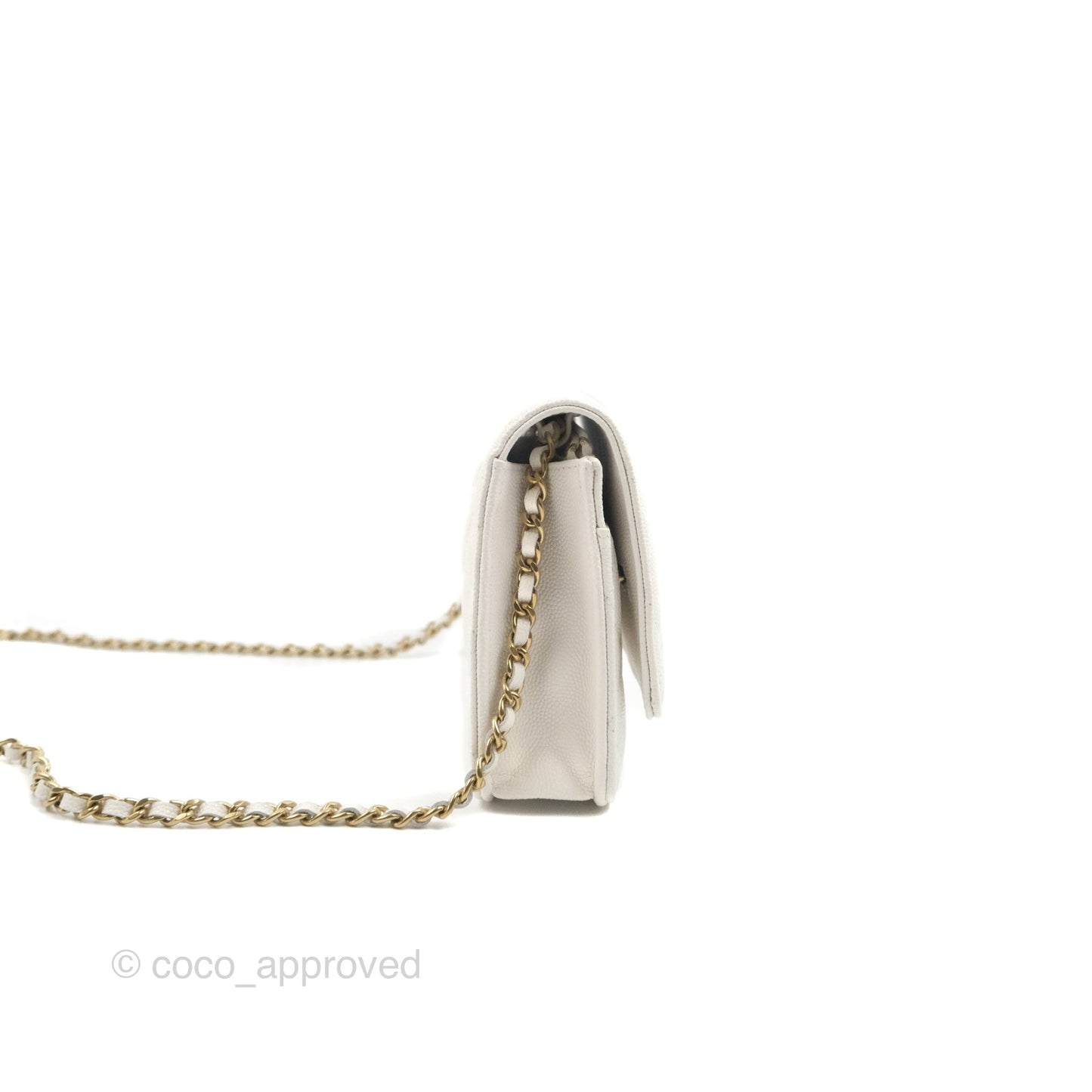 Chanel Quilted Classic Wallet on Chain WOC White Caviar Gold Hardware