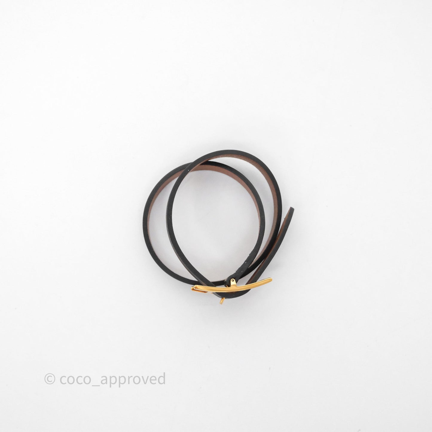 Hermès Behapi Double Tour Bracelet in Fauve 34 / Noir 89 Swift Gold Hardware