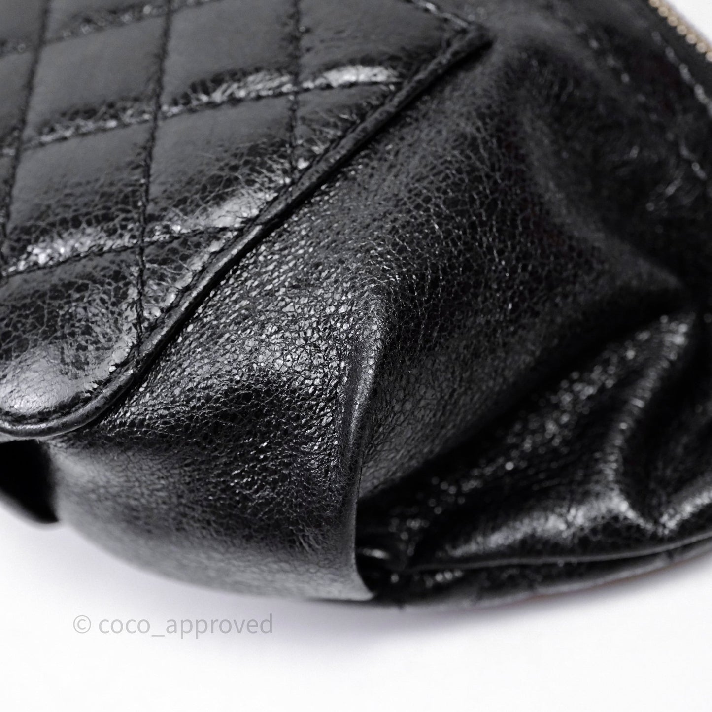 Chanel Waist Bag Black Crumpled Glazed Lambskin Gold Hardware
