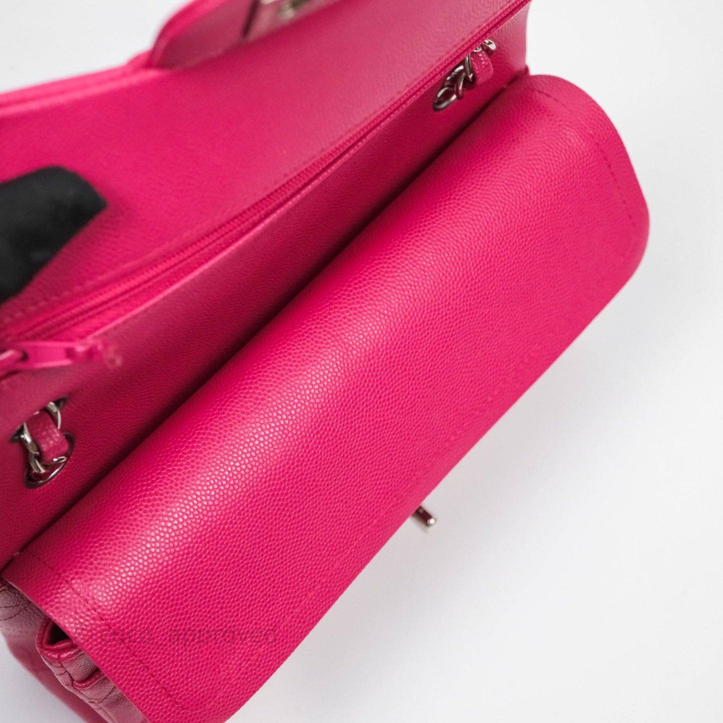 Chanel Small Classic Flap Quilted Hot Pink Caviar Silver Hardware