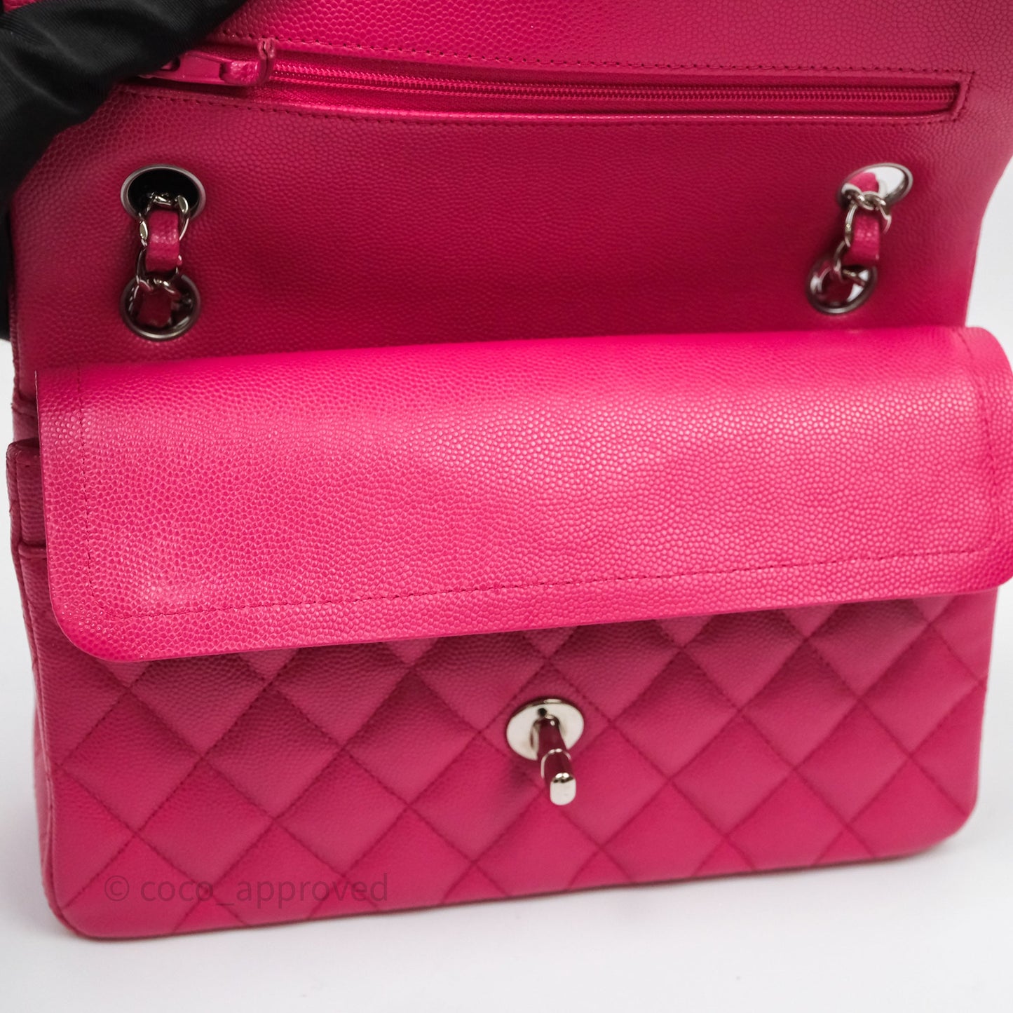 Chanel Small Classic Flap Quilted Hot Pink Caviar Silver Hardware