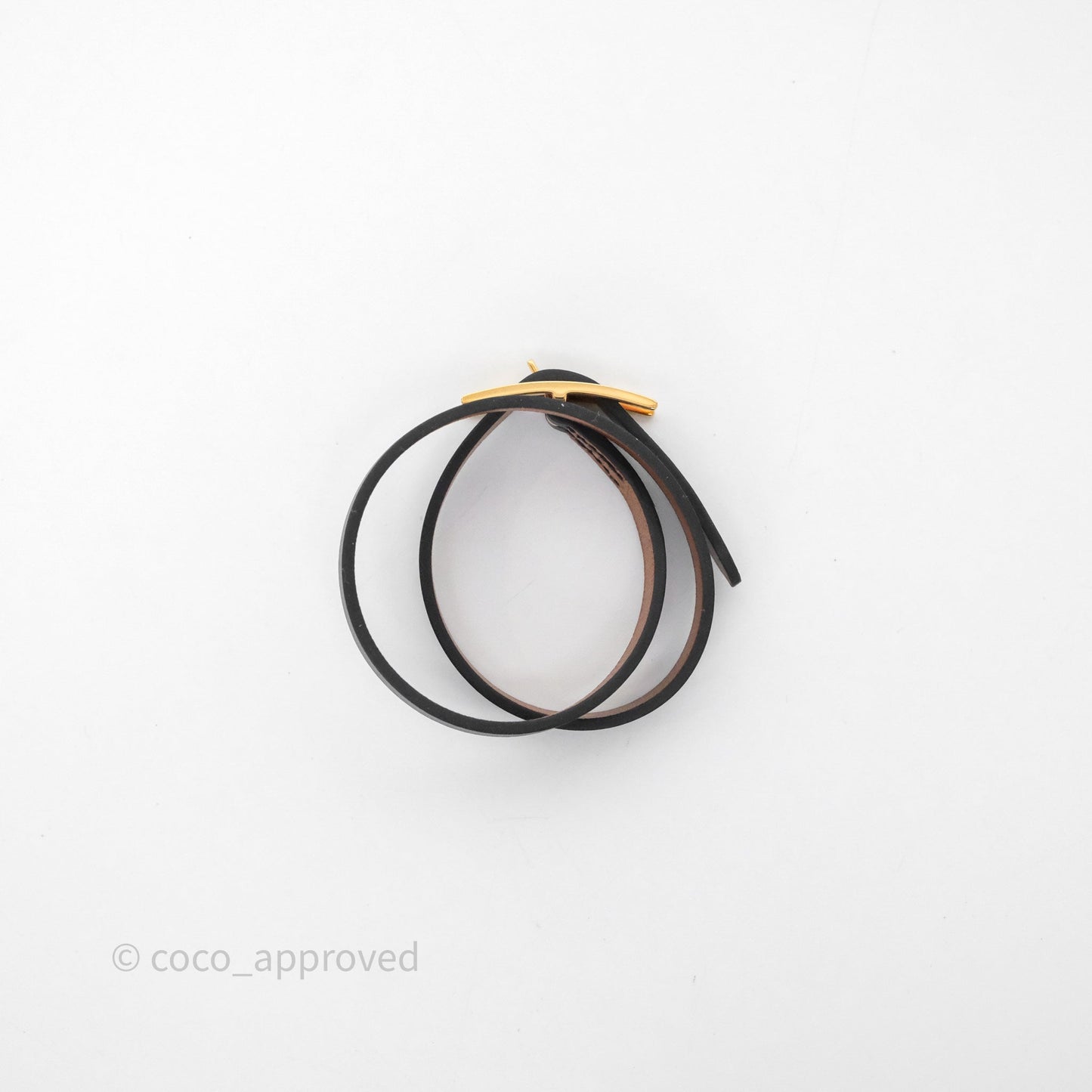 Hermès Behapi Double Tour Bracelet in Fauve 34 / Noir 89 Swift Gold Hardware