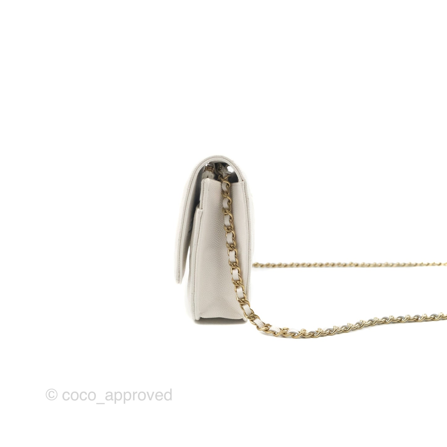 Chanel Quilted Classic Wallet on Chain WOC White Caviar Gold Hardware