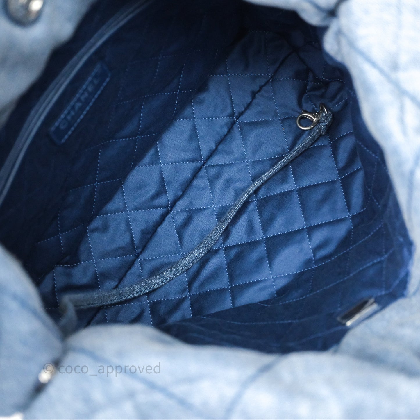 Chanel 22 Small Pearl Studded Denim Silver Hardware