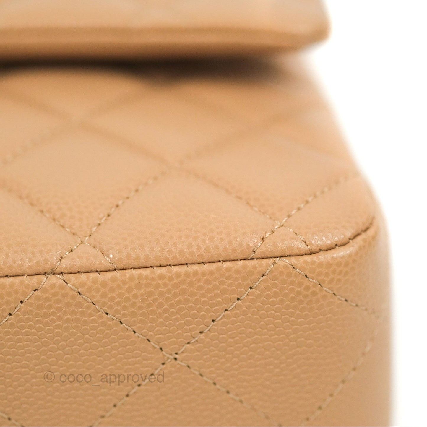Chanel Classic M/L Medium Flap Quilted Dark Beige Caviar Gold Hardware 19B
