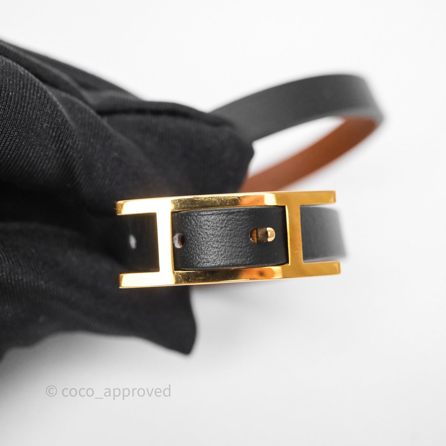 Hermès Behapi Double Tour Bracelet in Fauve 34 / Noir 89 Swift Gold Hardware