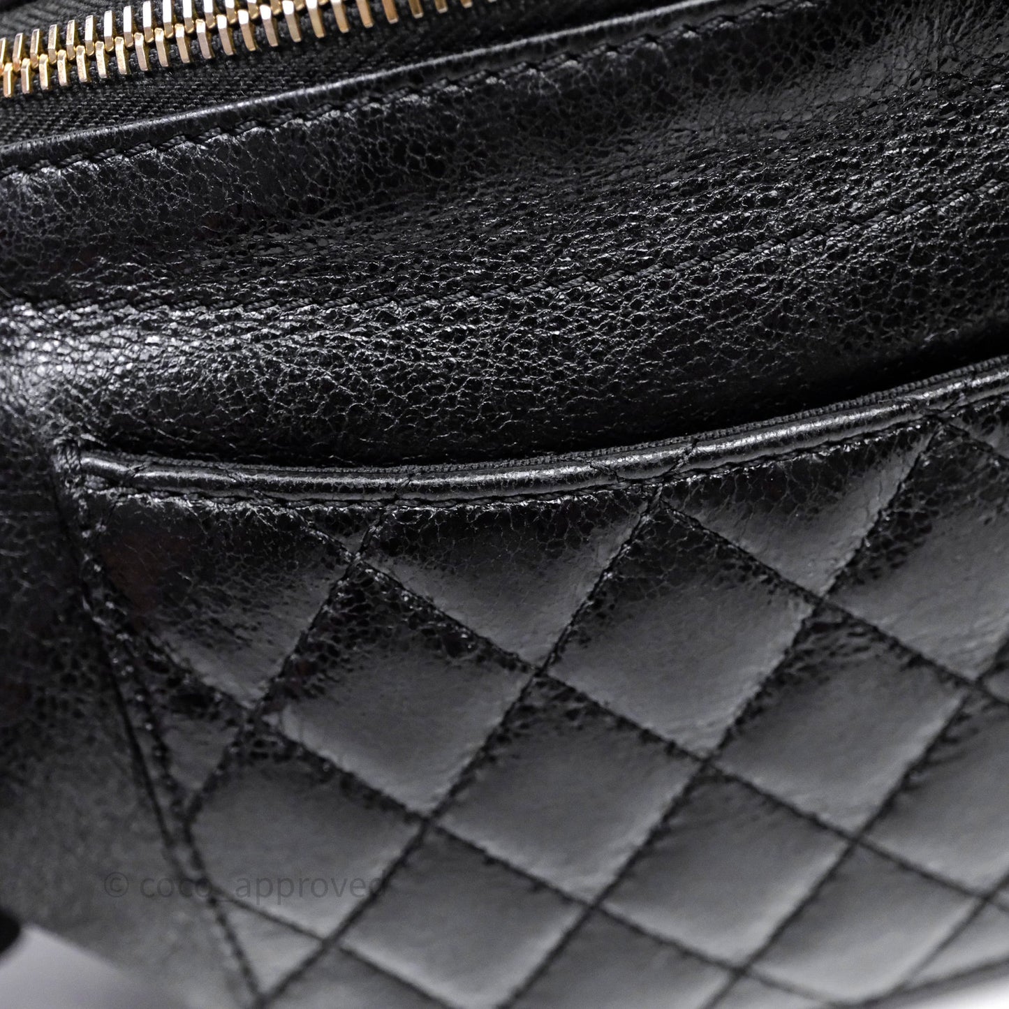 Chanel Waist Bag Black Crumpled Glazed Lambskin Gold Hardware