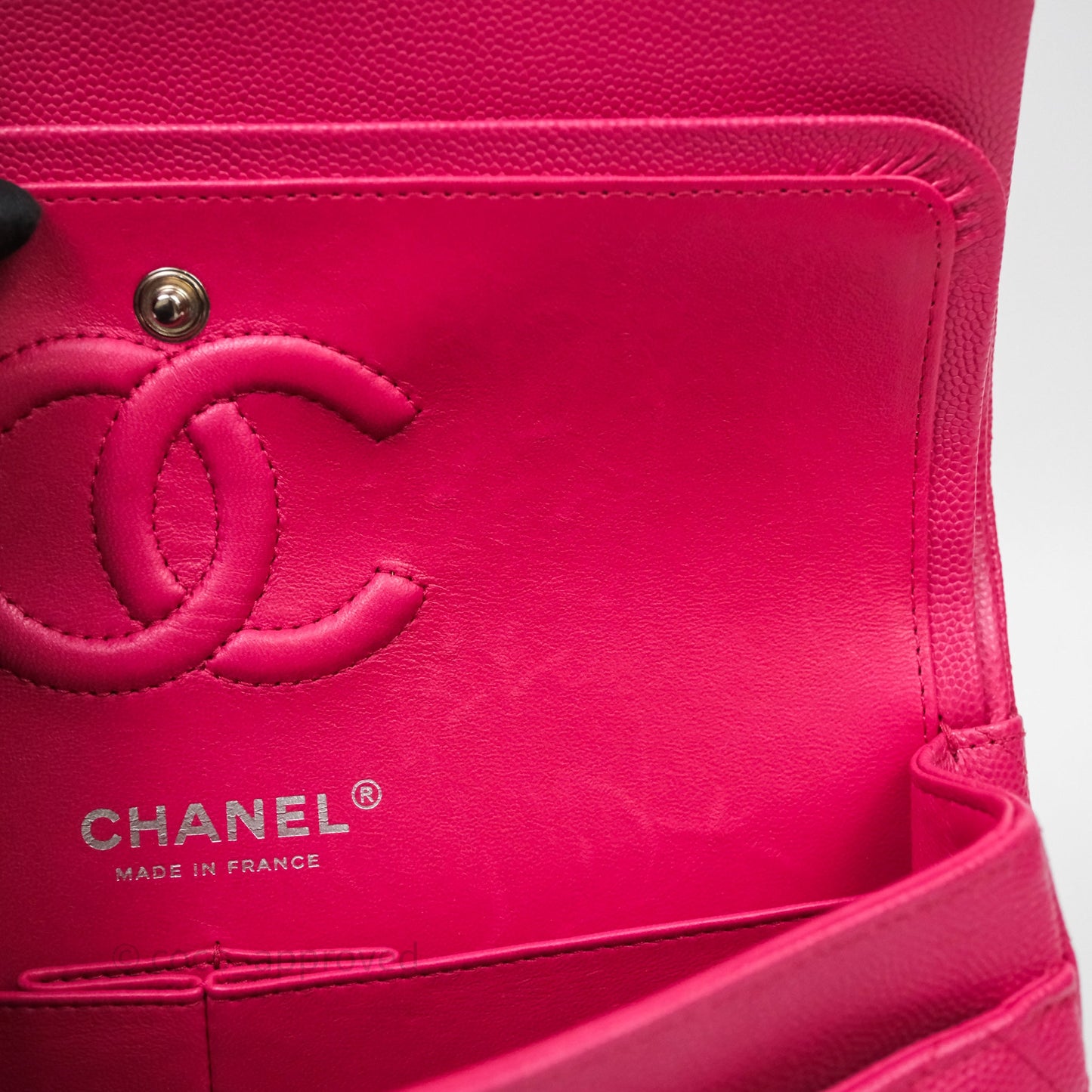 Chanel Small Classic Flap Quilted Hot Pink Caviar Silver Hardware