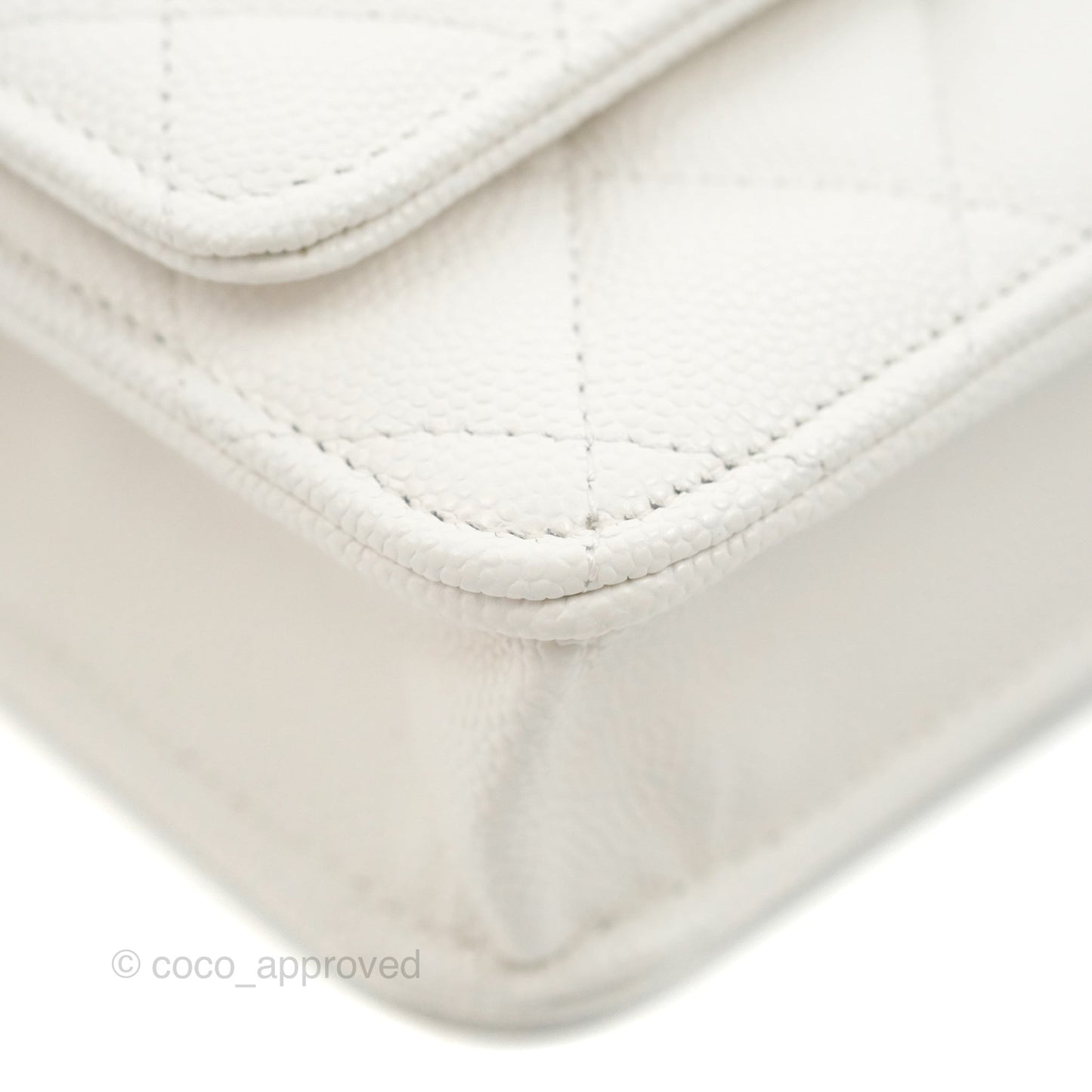 Chanel Quilted Classic Wallet on Chain WOC White Caviar Gold Hardware