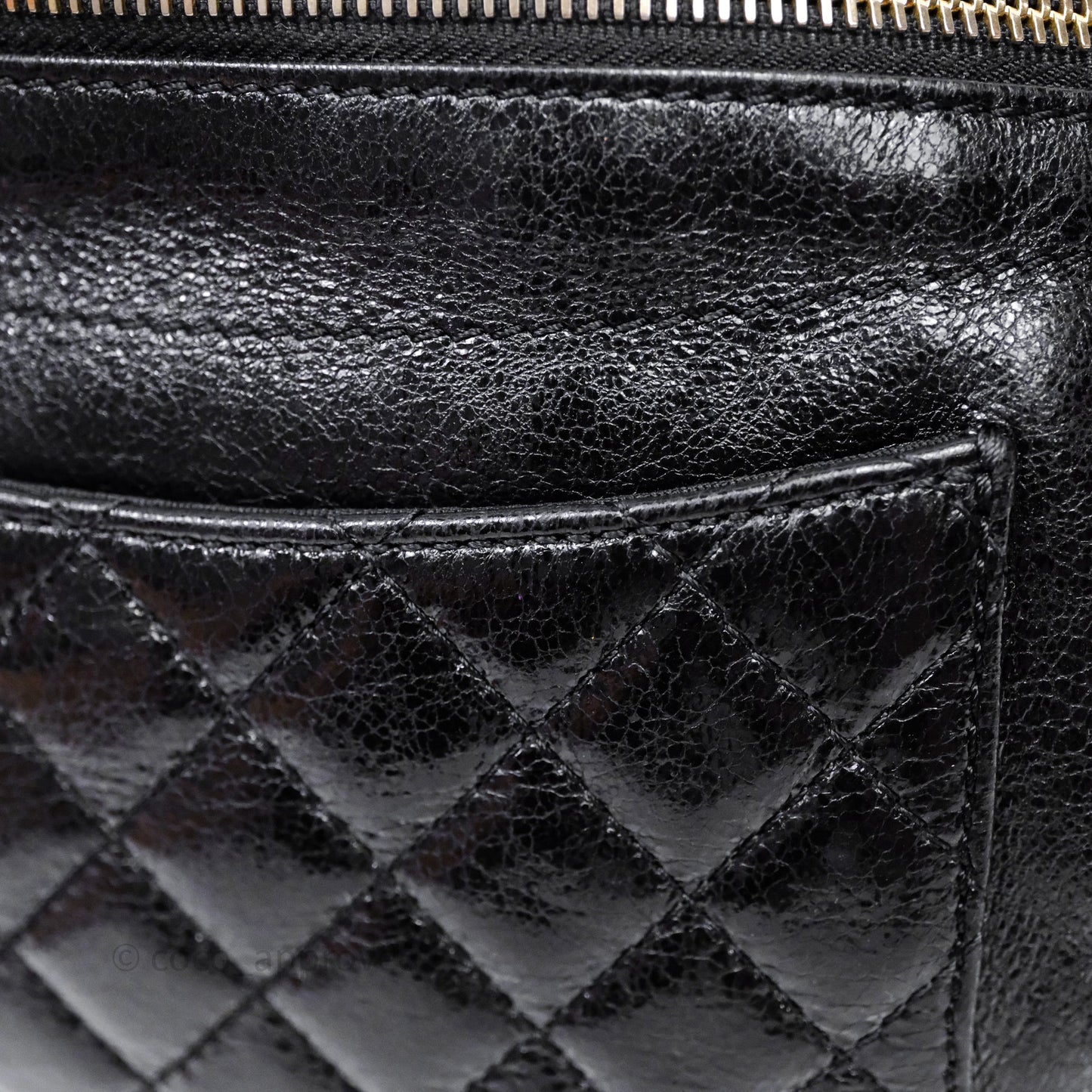 Chanel Waist Bag Black Crumpled Glazed Lambskin Gold Hardware