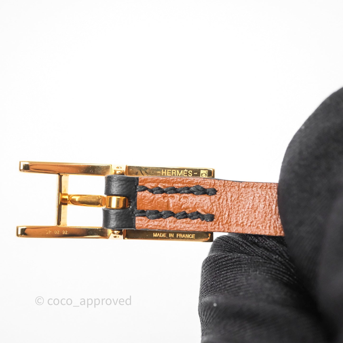 Hermès Behapi Double Tour Bracelet in Fauve 34 / Noir 89 Swift Gold Hardware