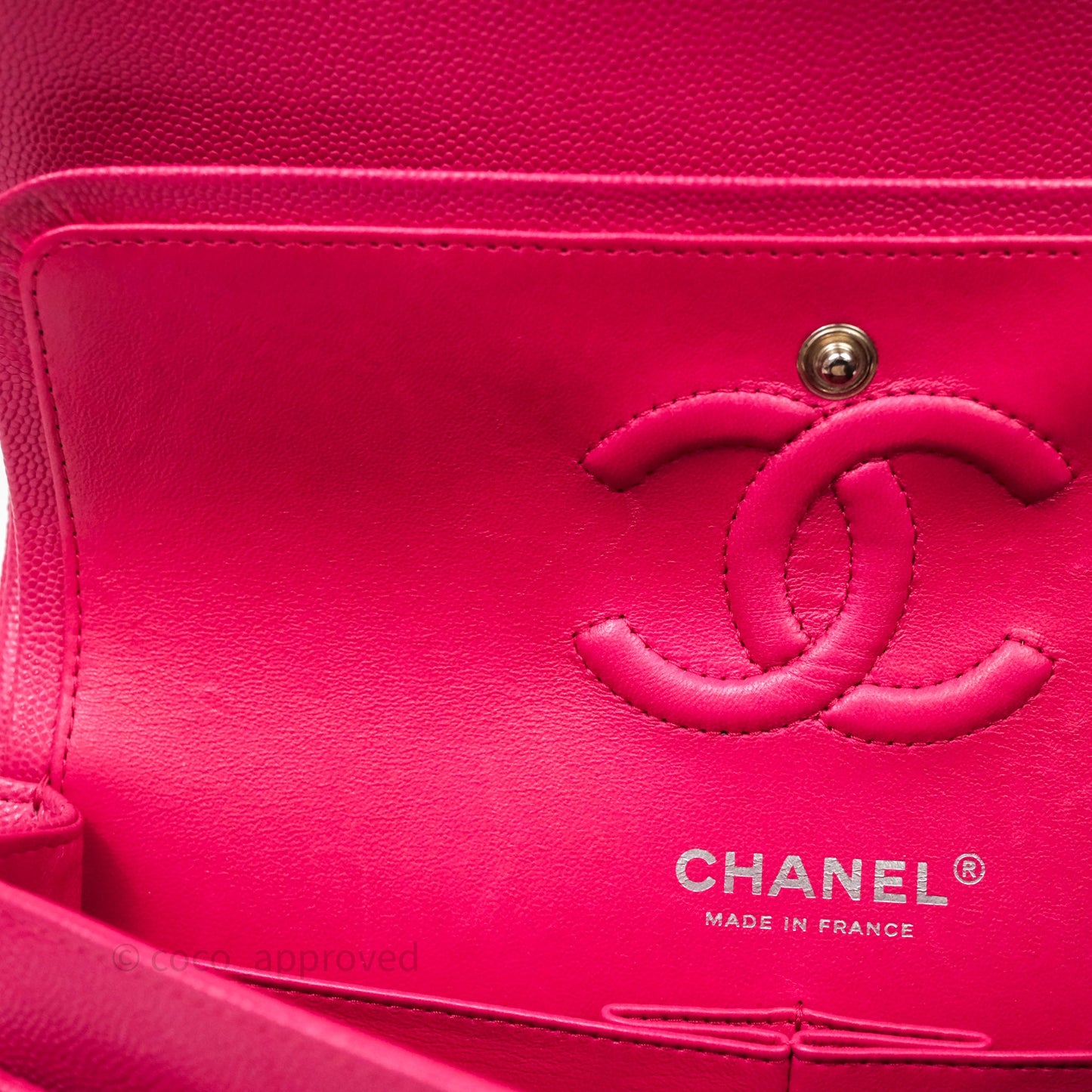 Chanel Small Classic Flap Quilted Hot Pink Caviar Silver Hardware