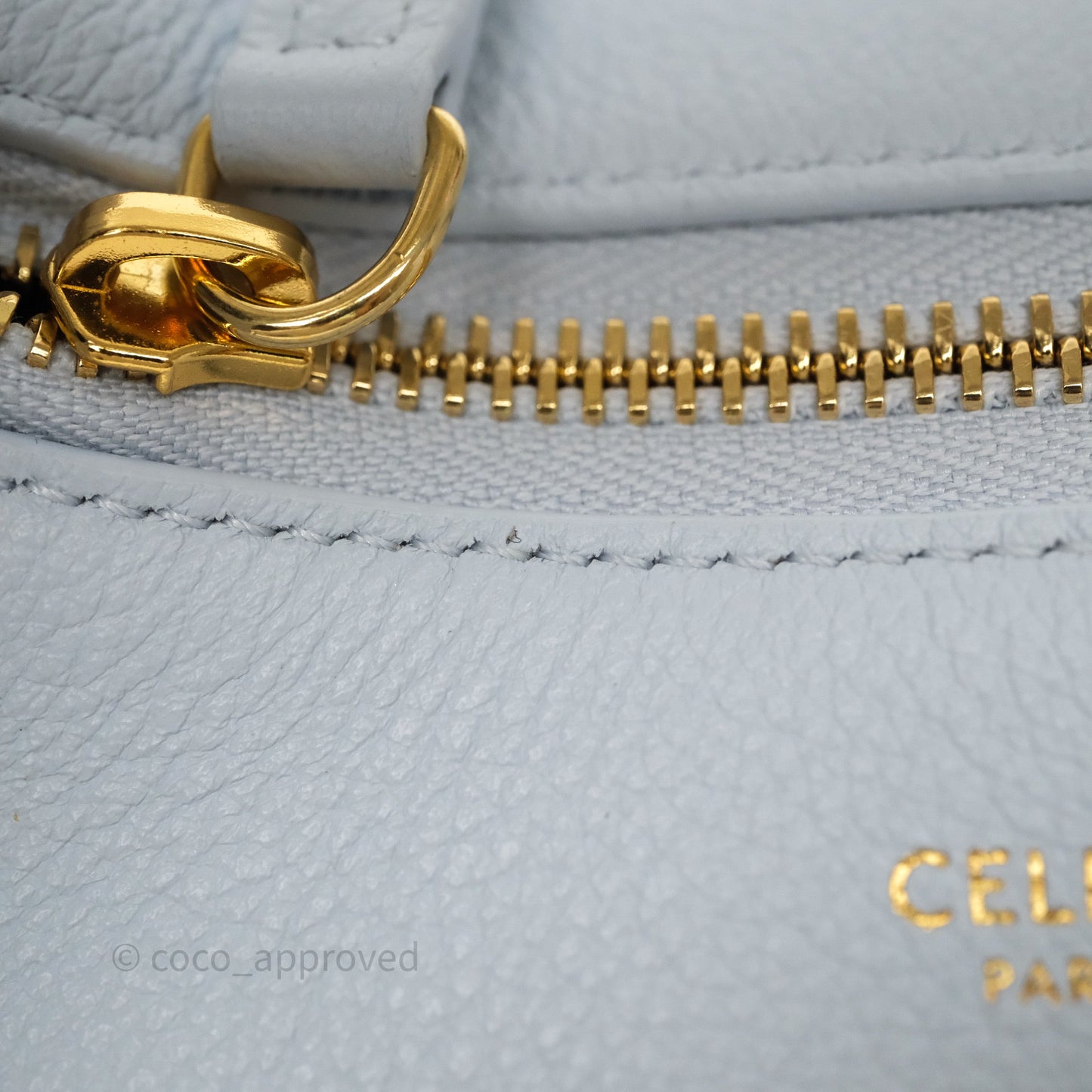 Celine Teen Celine Lulu in Grained Calfskin Glacier Light Blue