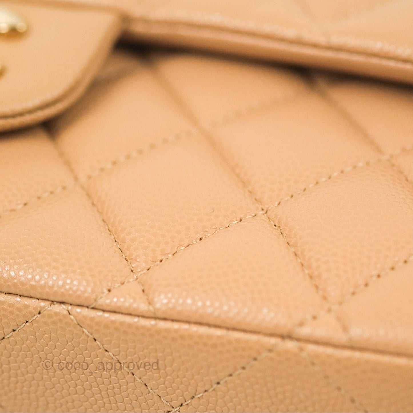 Chanel Classic M/L Medium Flap Quilted Dark Beige Caviar Gold Hardware 19B