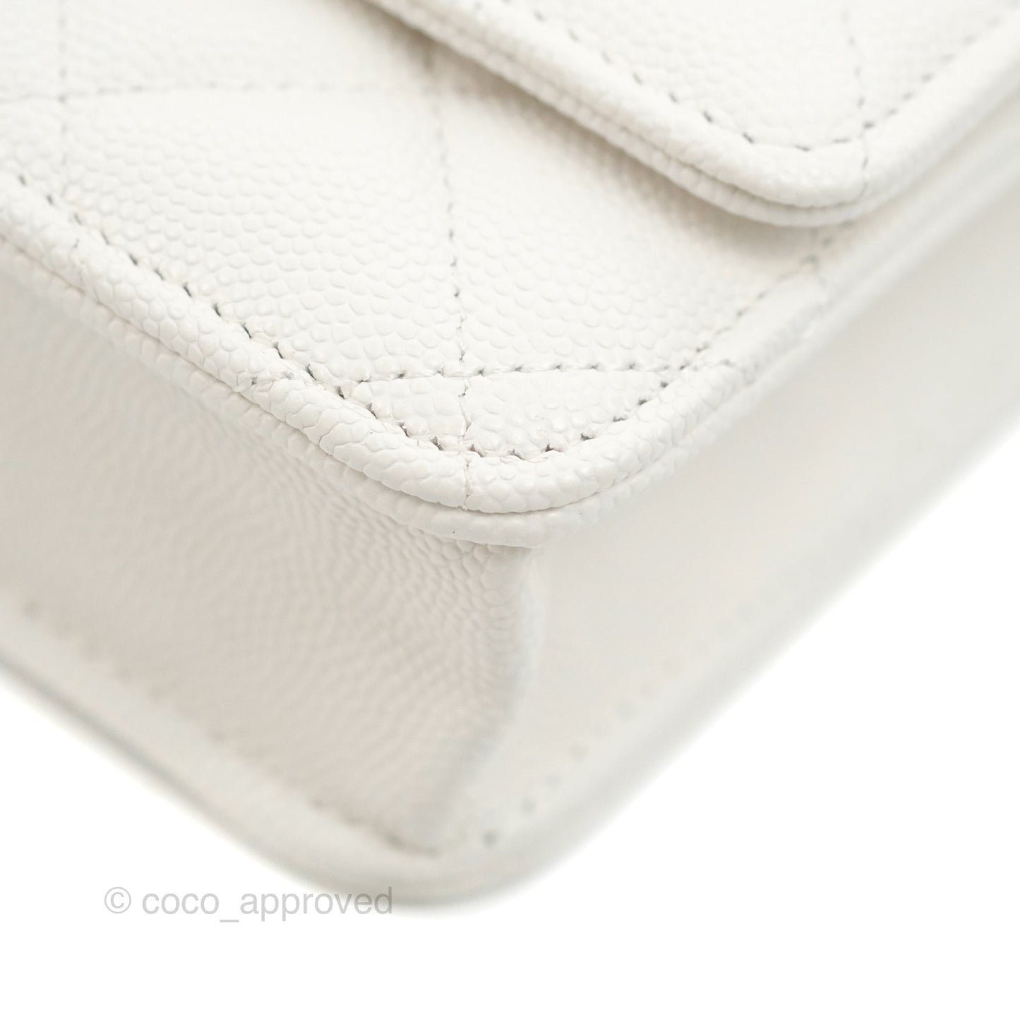 Chanel Quilted Classic Wallet on Chain WOC White Caviar Gold Hardware