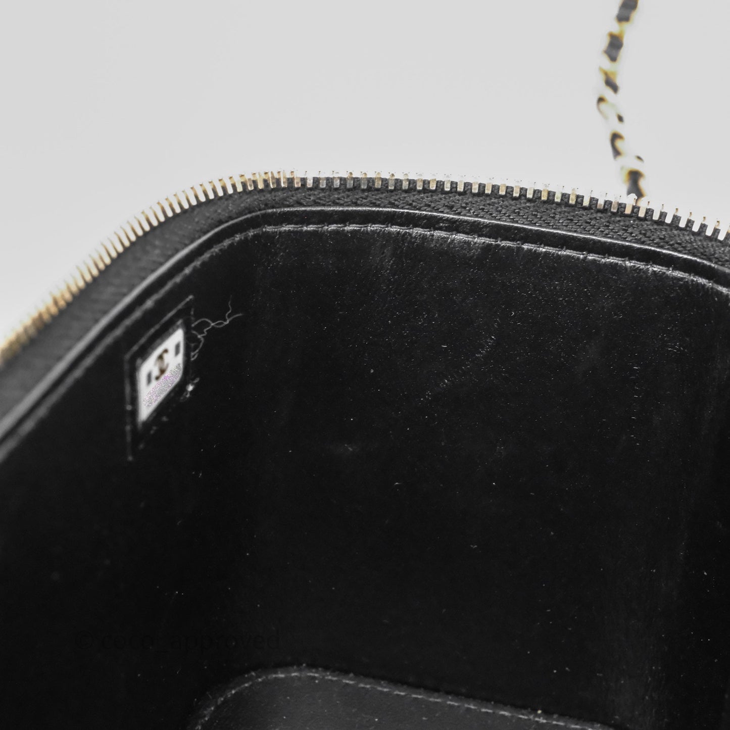 Chanel Vanity Rectangular Metal Top Handle Black Lambskin Aged Gold Hardware