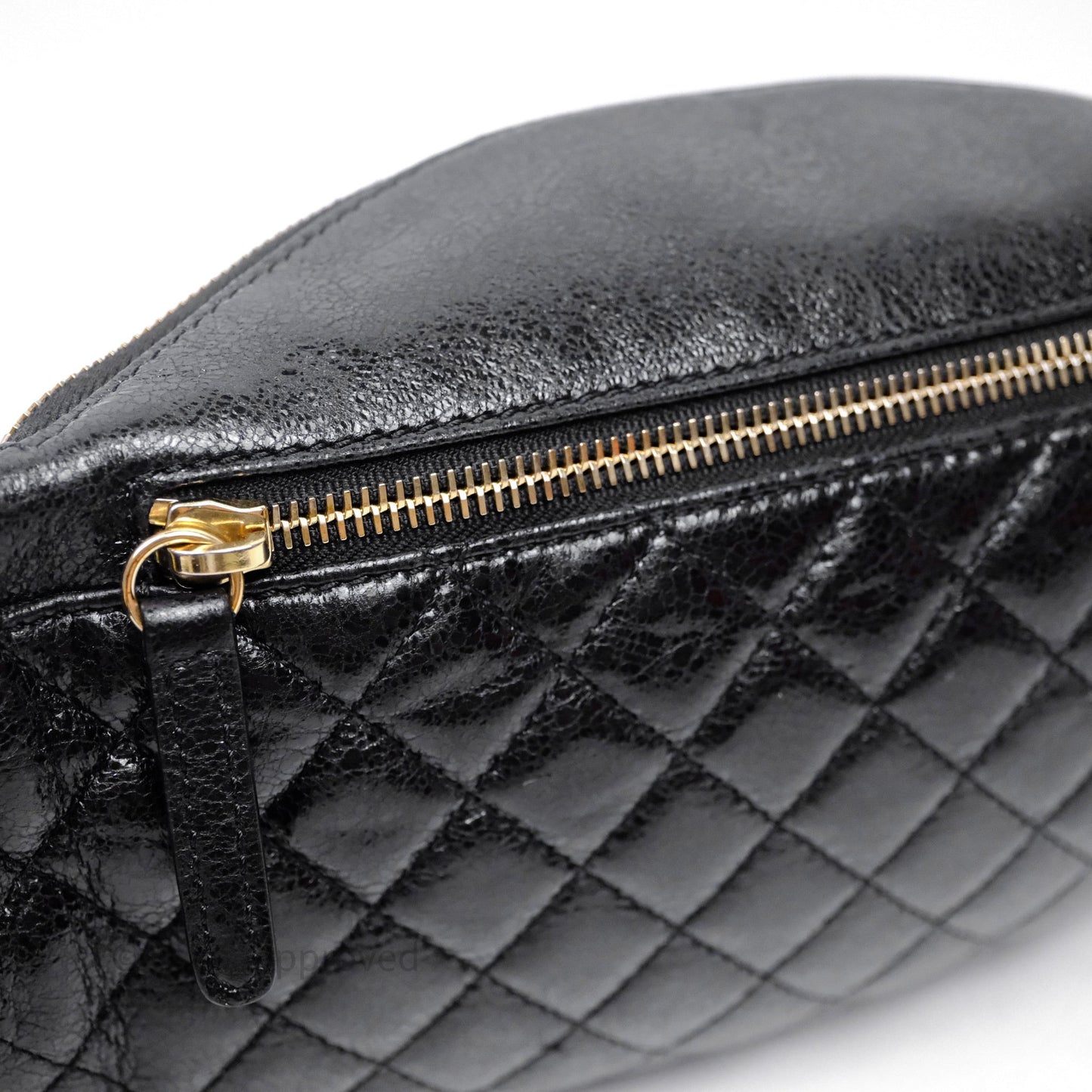 Chanel Waist Bag Black Crumpled Glazed Lambskin Gold Hardware
