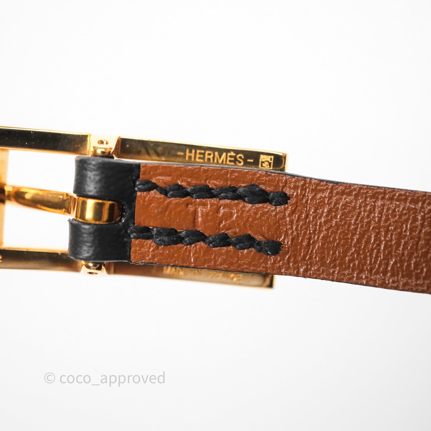 Hermès Behapi Double Tour Bracelet in Fauve 34 / Noir 89 Swift Gold Hardware