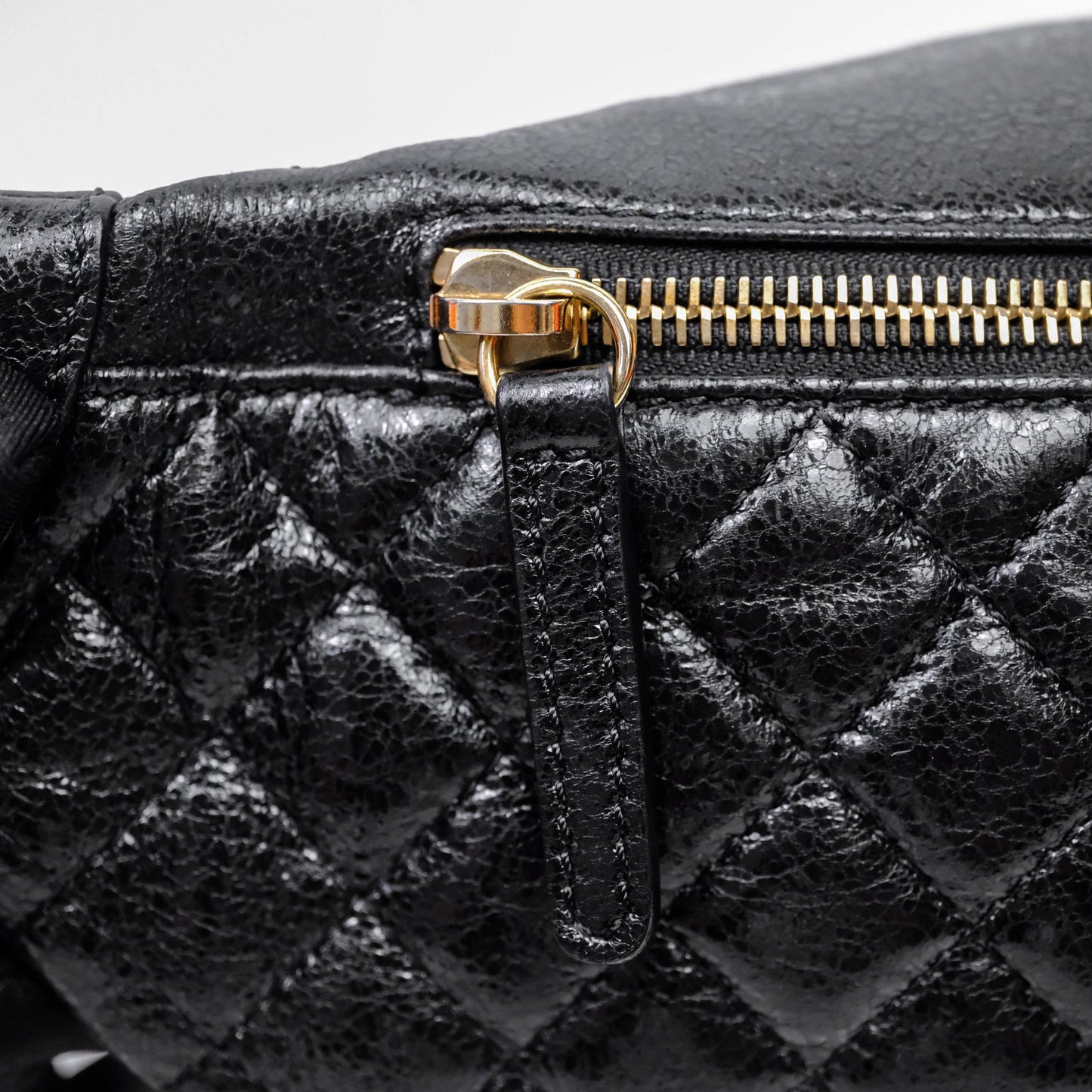 Chanel Waist Bag Black Crumpled Glazed Lambskin Gold Hardware