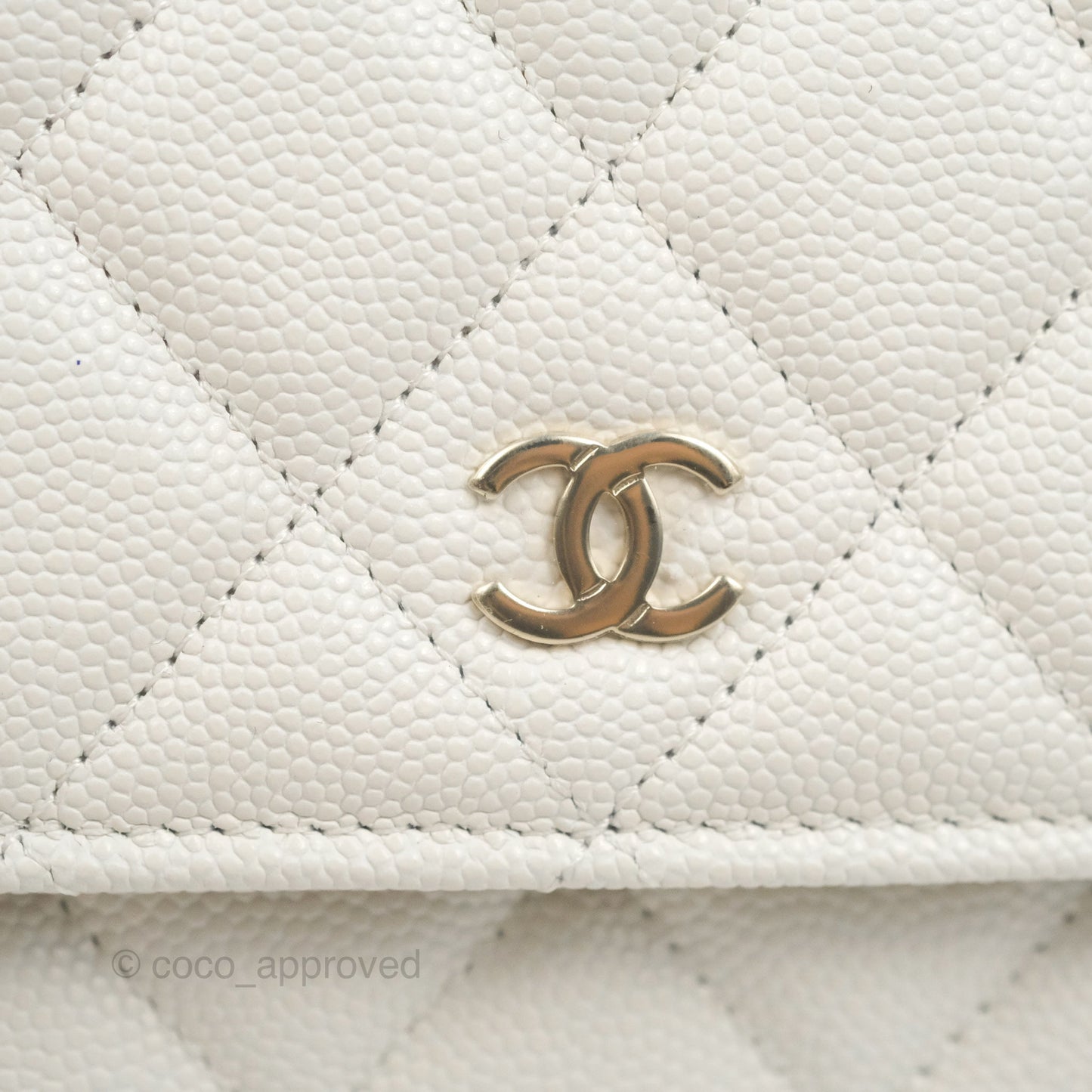 Chanel Quilted Classic Wallet on Chain WOC White Caviar Gold Hardware