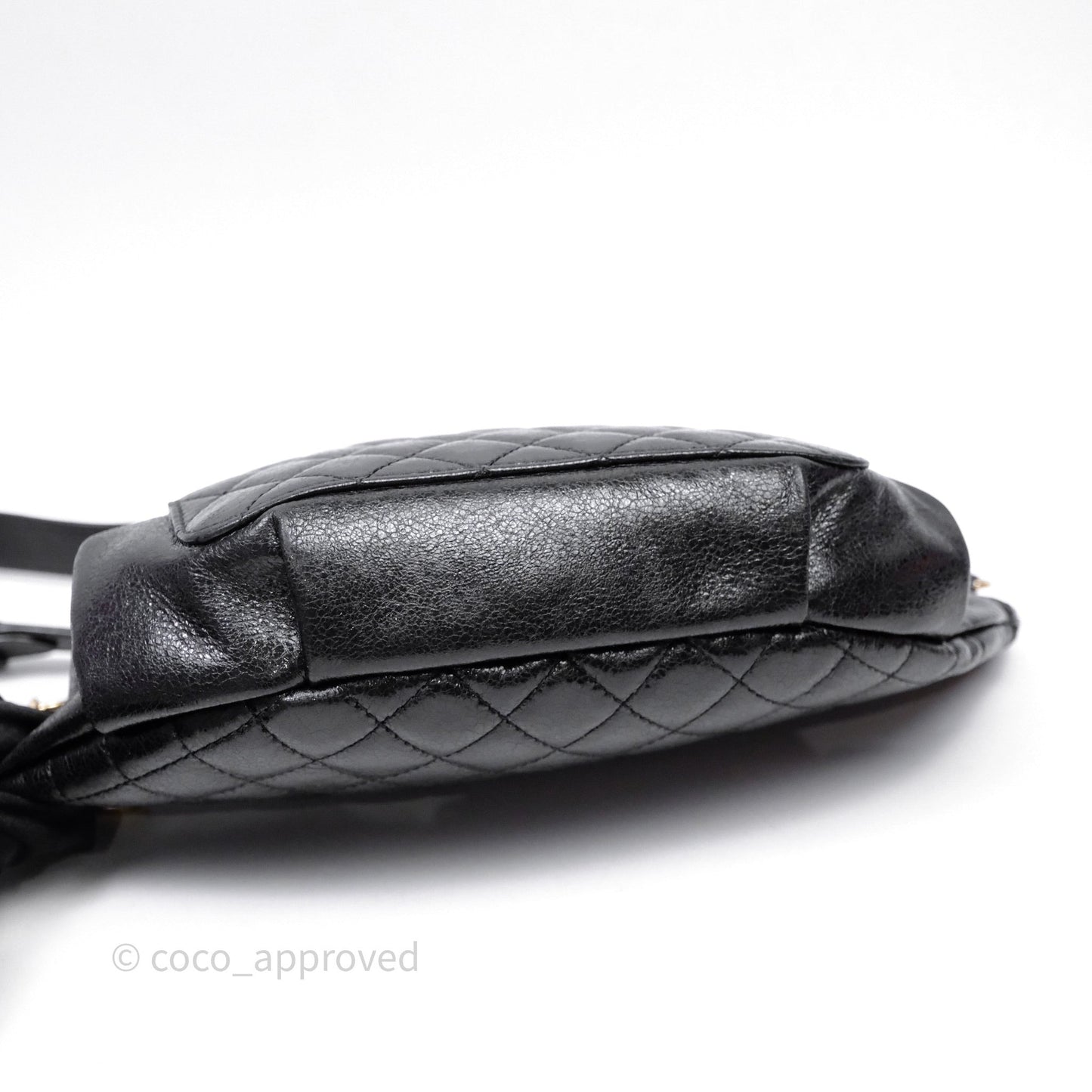 Chanel Waist Bag Black Crumpled Glazed Lambskin Gold Hardware