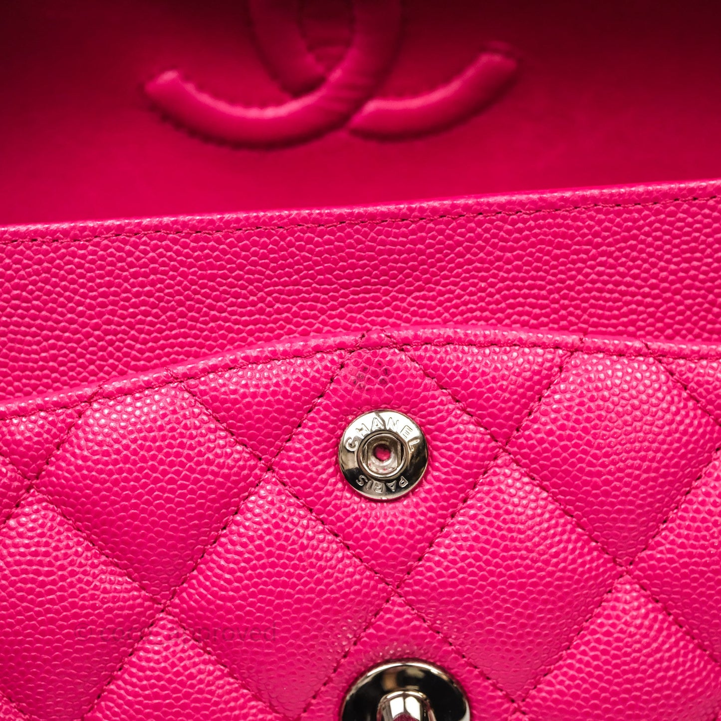 Chanel Small Classic Flap Quilted Hot Pink Caviar Silver Hardware