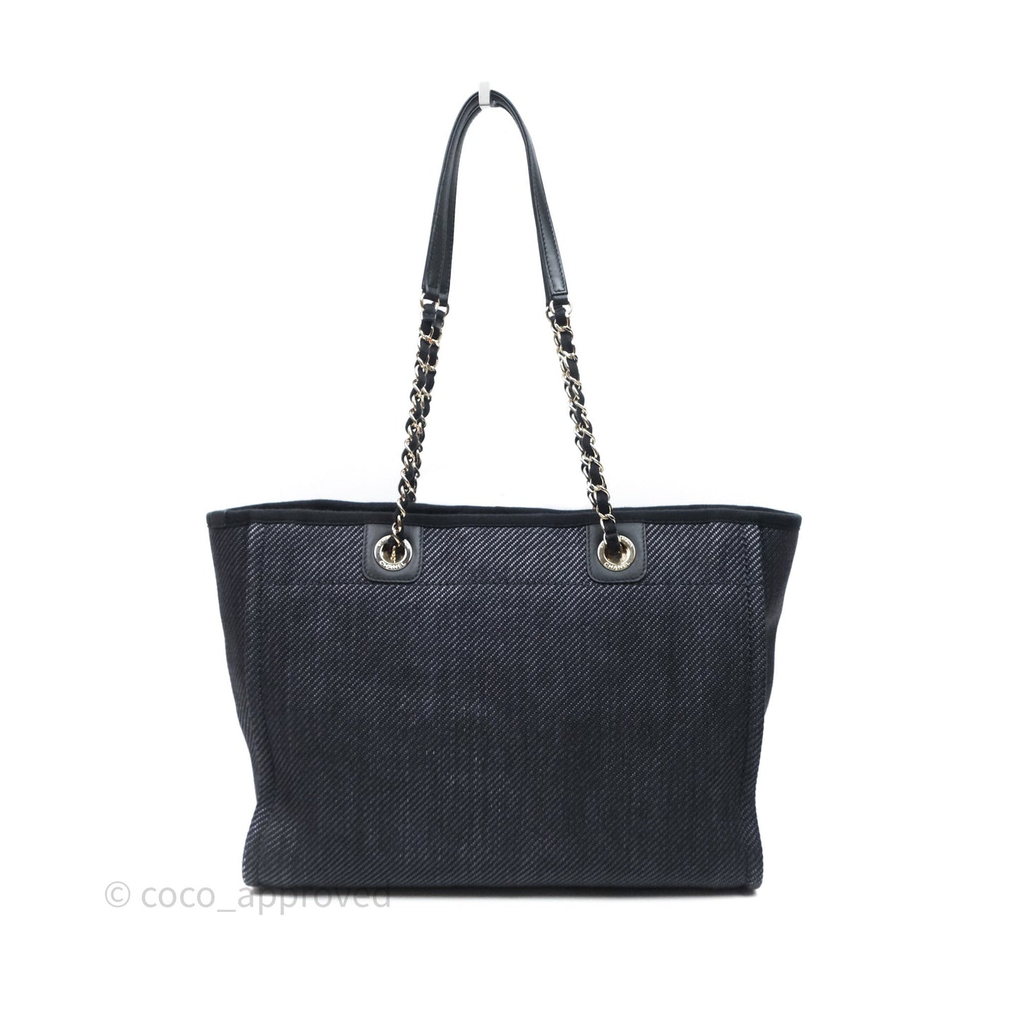 Chanel Medium Deauville Navy Canvas Gold Hardware