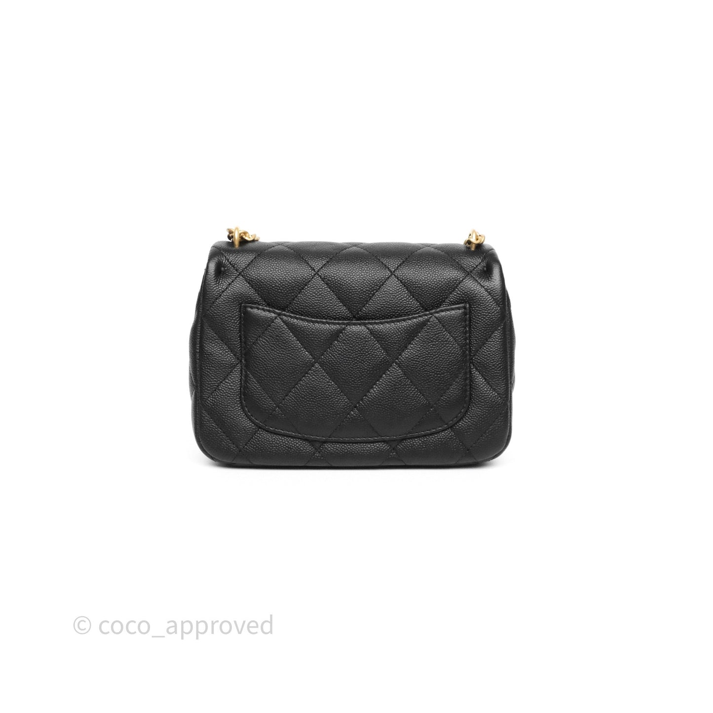 Chanel Mini Flap Bag Heart Adjustable Chain Black Caviar Aged Gold Hardware
