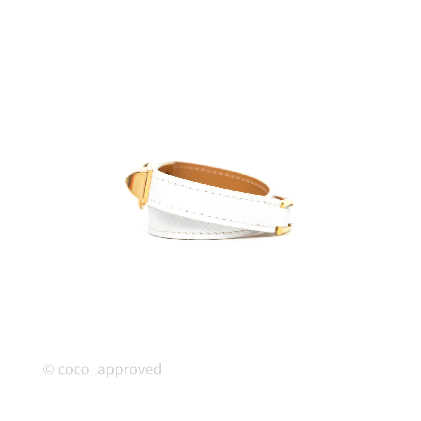 Hermès Rivale Double Tour Bracelet White Epsom Gold Hardware