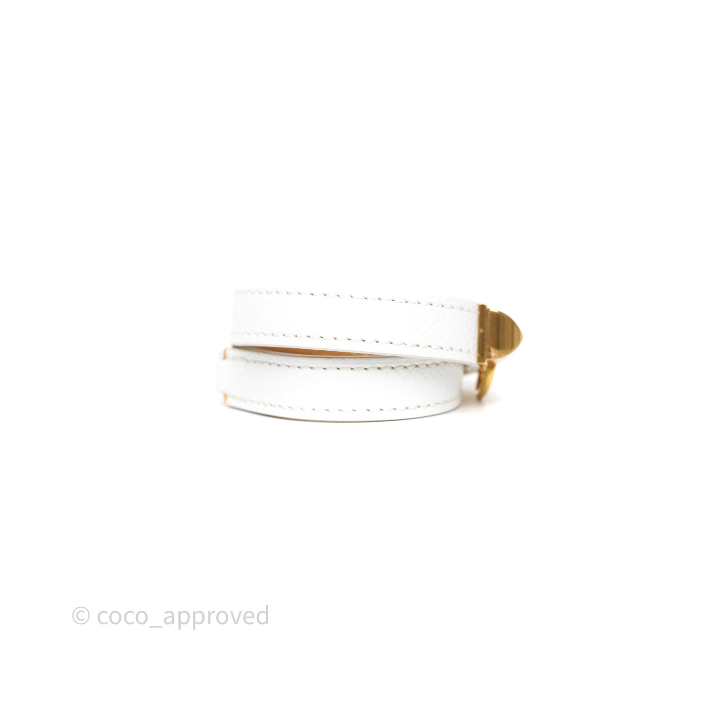 Hermès Rivale Double Tour Bracelet White Epsom Gold Hardware