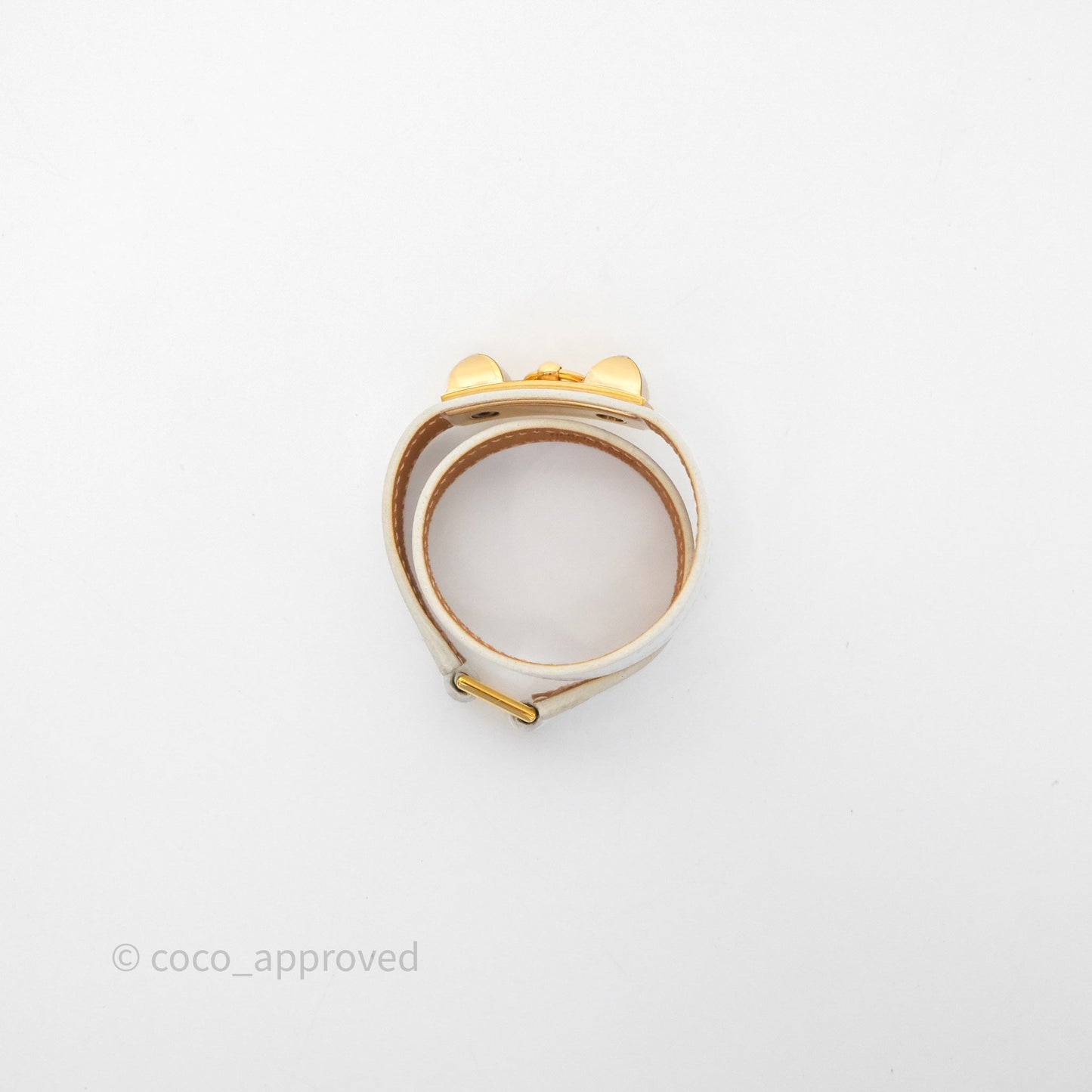 Hermès Rivale Double Tour Bracelet White Epsom Gold Hardware