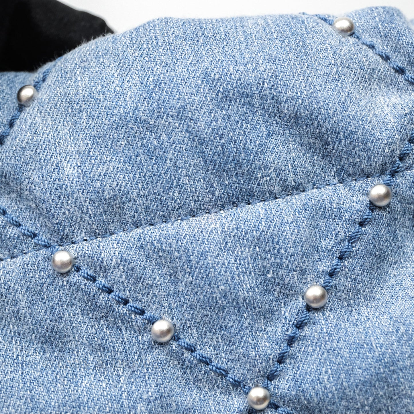 Chanel 22 Small Pearl Studded Denim Silver Hardware
