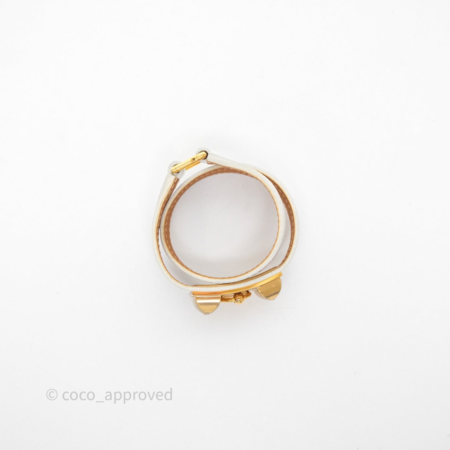 Hermès Rivale Double Tour Bracelet White Epsom Gold Hardware