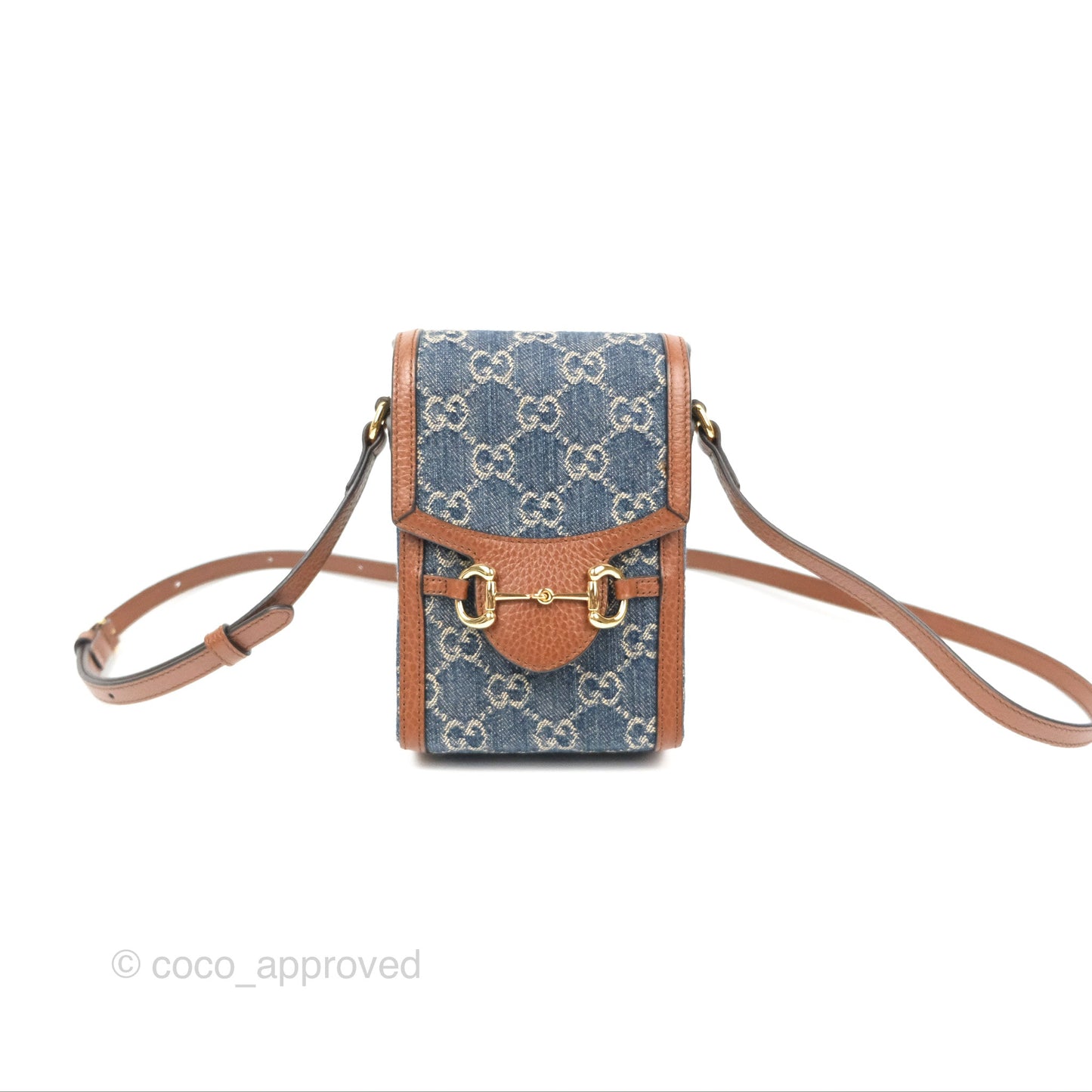 Gucci Horsebit 1955 Mini Bag GG Denim/ Brown Leather