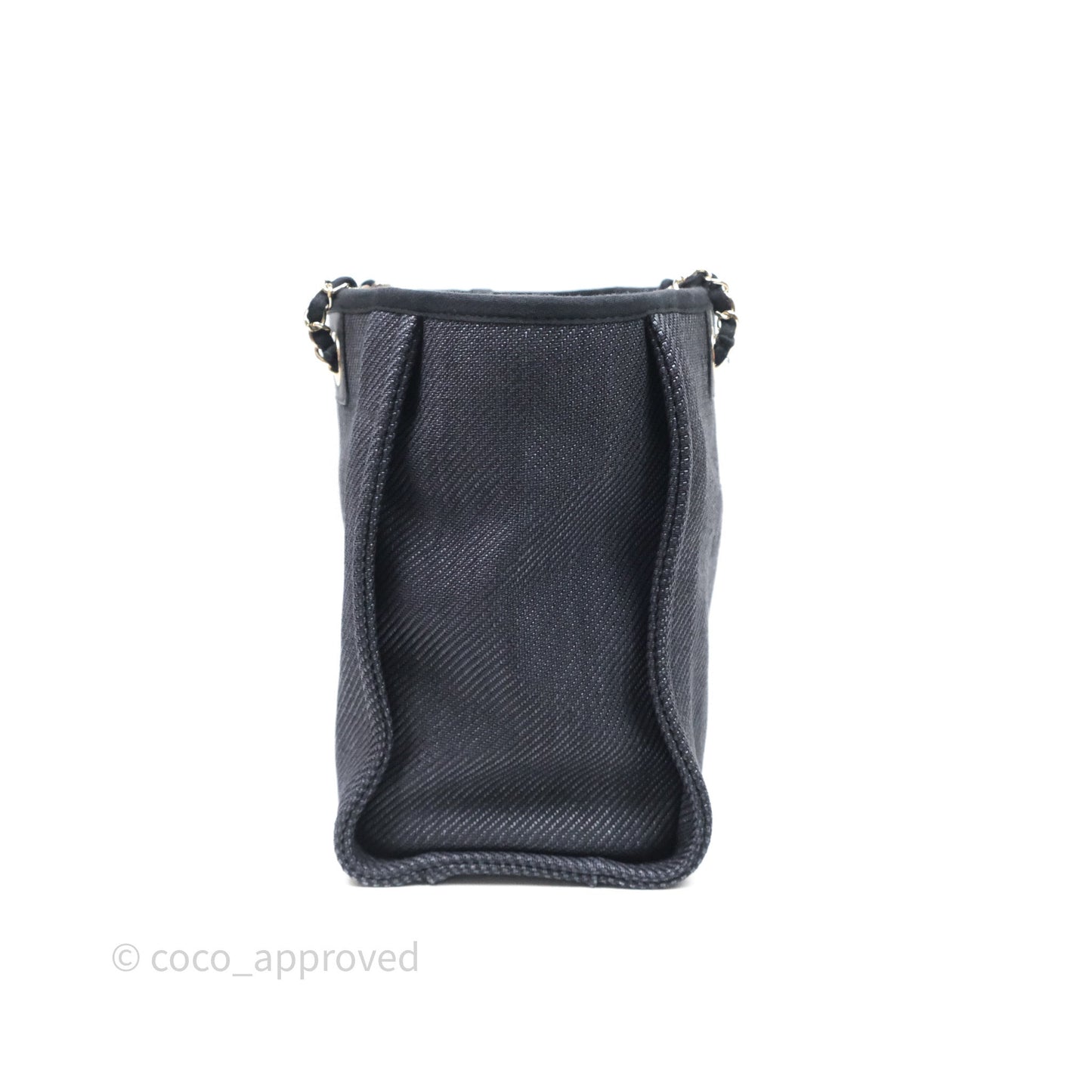 Chanel Medium Deauville Navy Canvas Gold Hardware