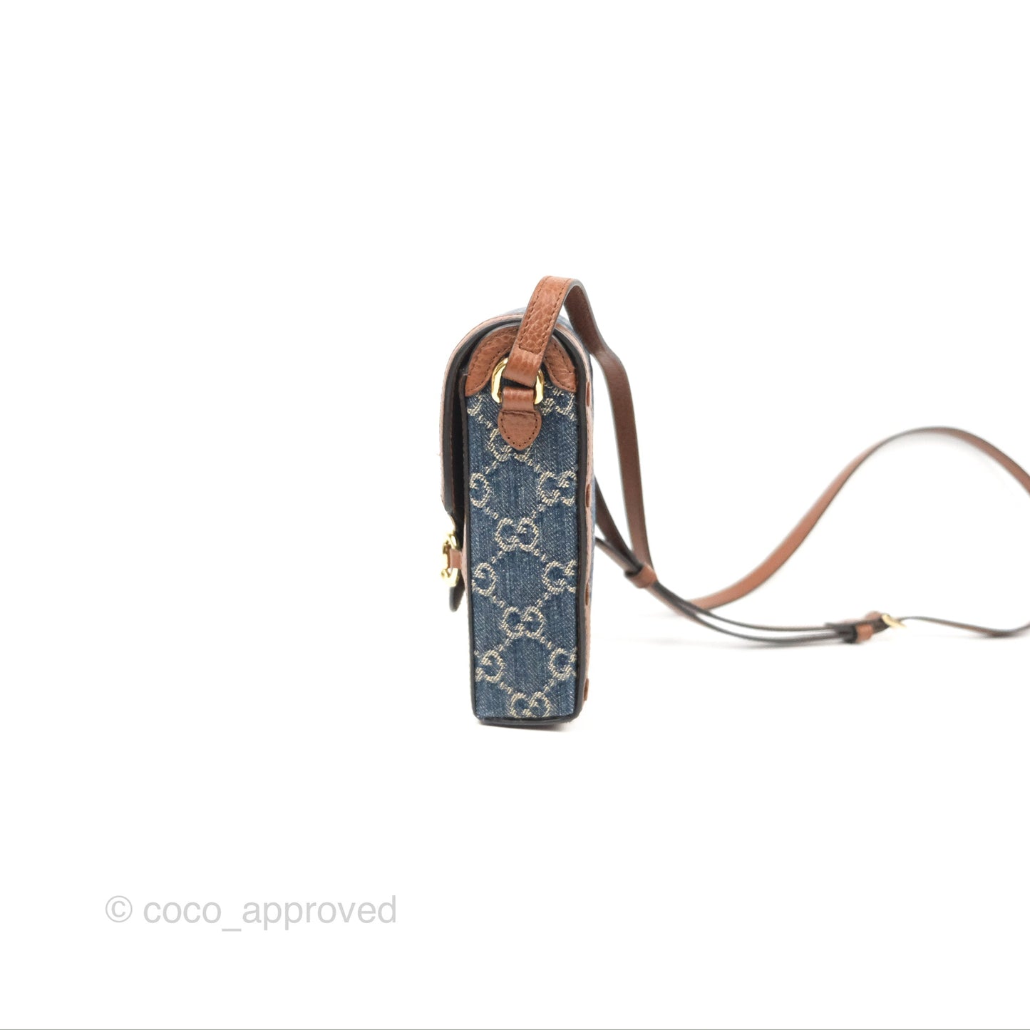 Gucci Horsebit 1955 Mini Bag GG Denim/ Brown Leather