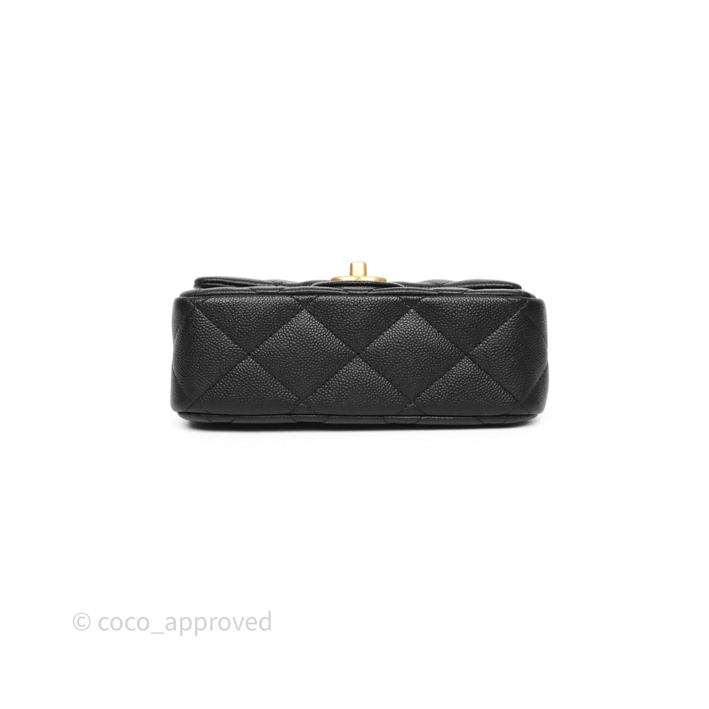Chanel Mini Flap Bag Heart Adjustable Chain Black Caviar Aged Gold Hardware