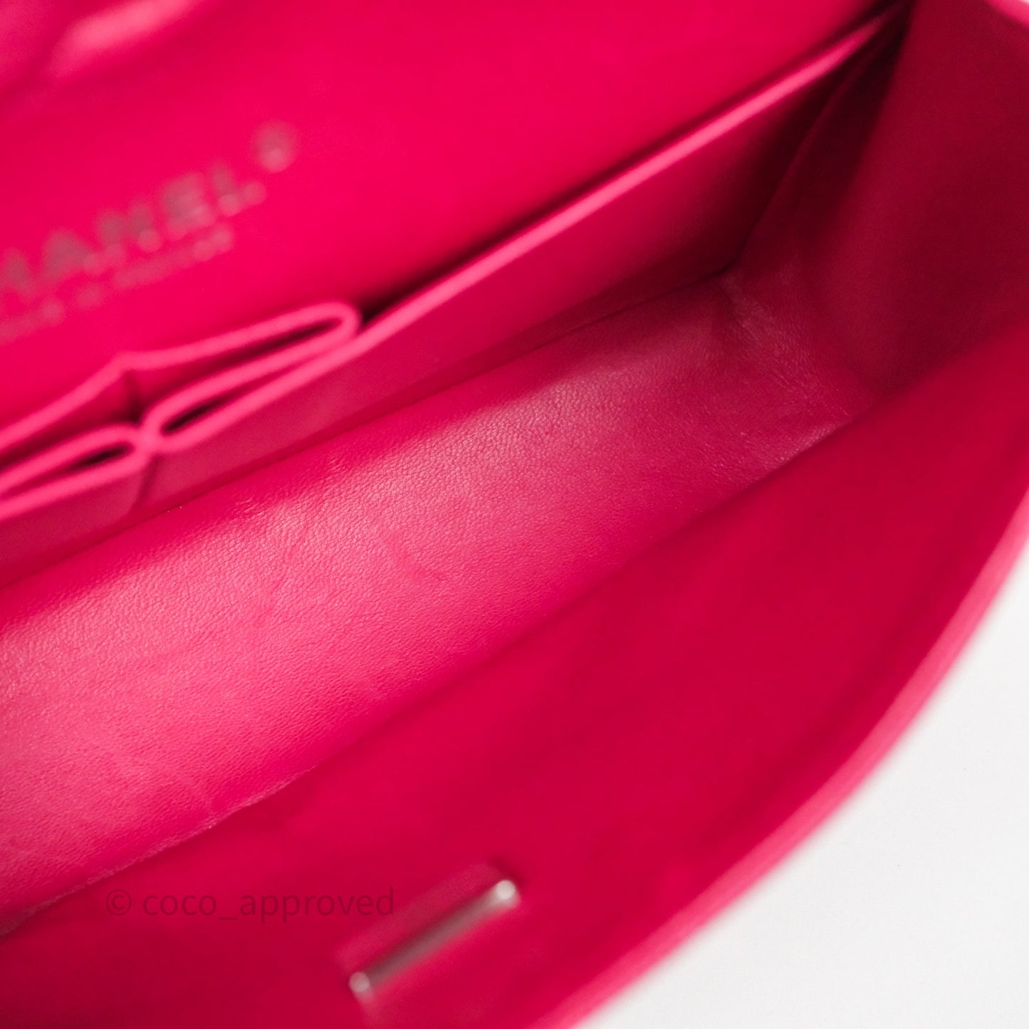 Chanel Small Classic Flap Quilted Hot Pink Caviar Silver Hardware