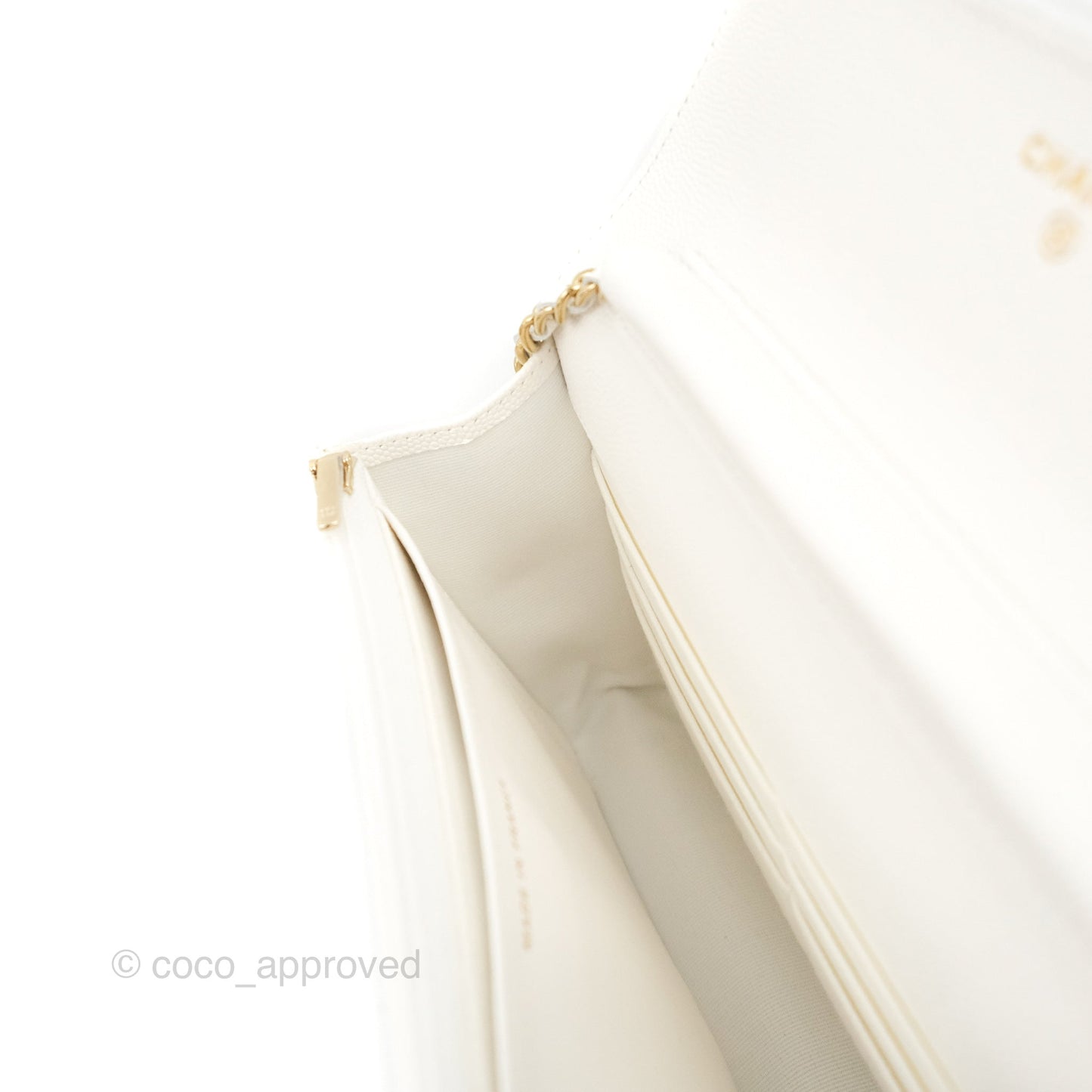 Chanel Quilted Classic Wallet on Chain WOC White Caviar Gold Hardware
