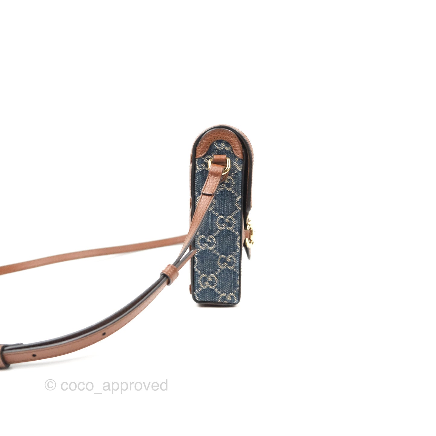 Gucci Horsebit 1955 Mini Bag GG Denim/ Brown Leather