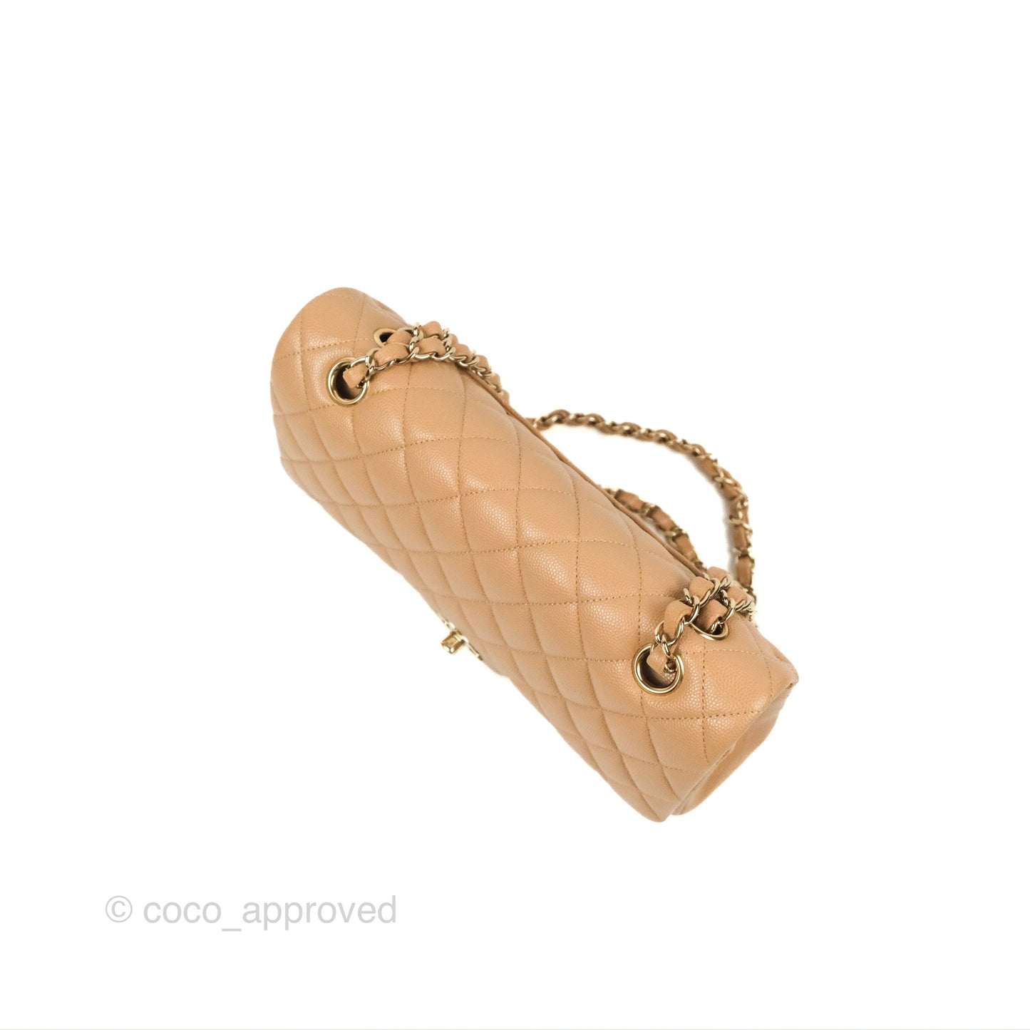 Chanel Classic M/L Medium Flap Quilted Dark Beige Caviar Gold Hardware 19B