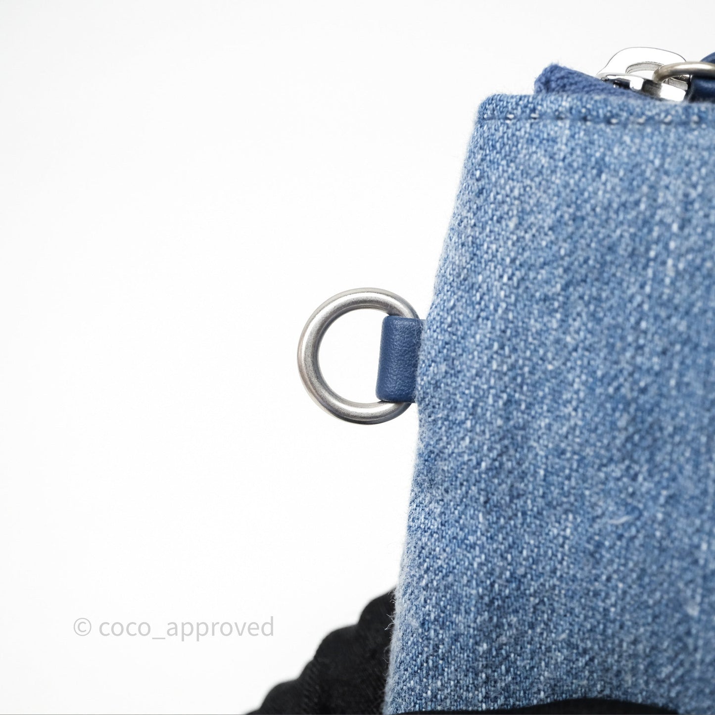 Chanel 22 Small Pearl Studded Denim Silver Hardware