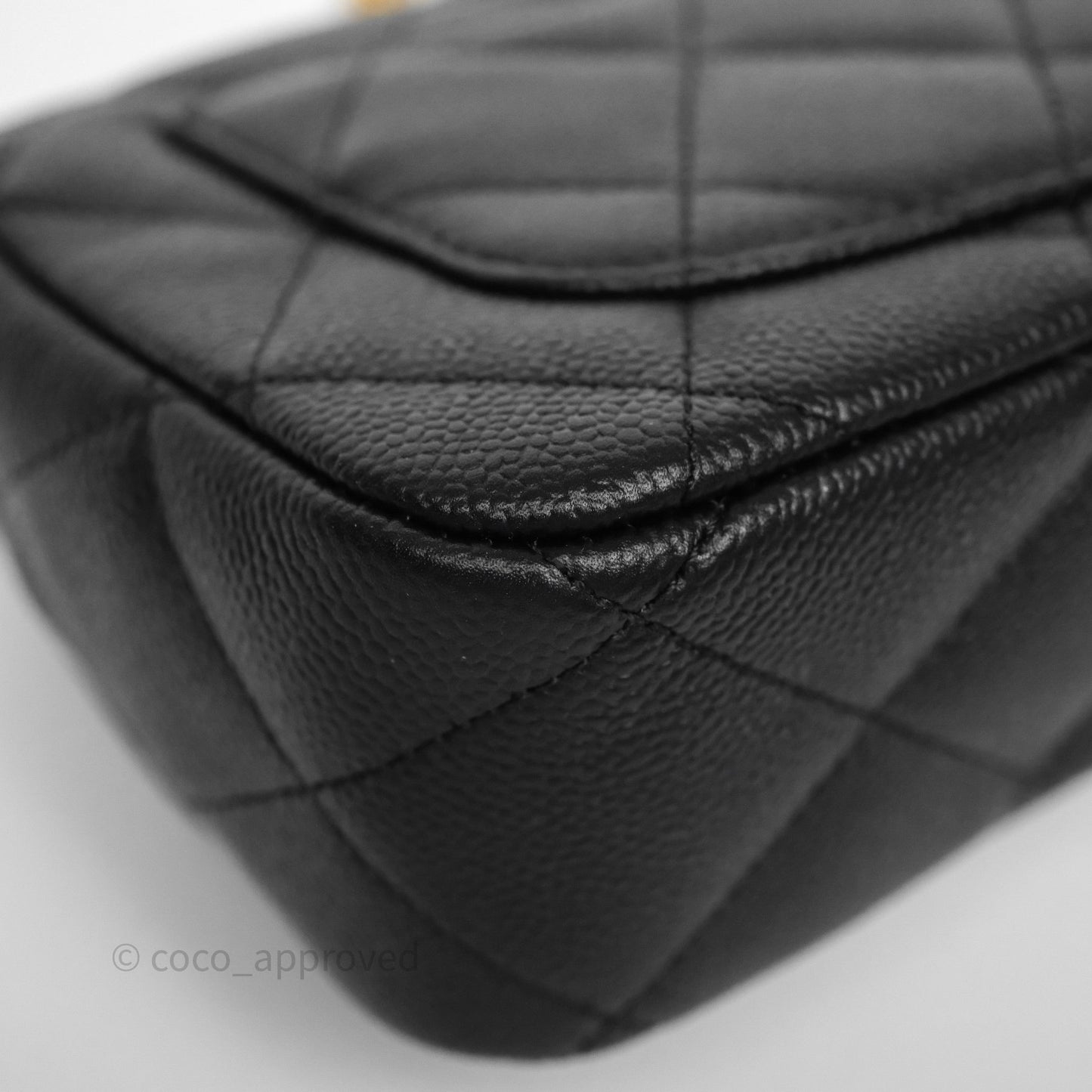 Chanel Mini Flap Bag Heart Adjustable Chain Black Caviar Aged Gold Hardware