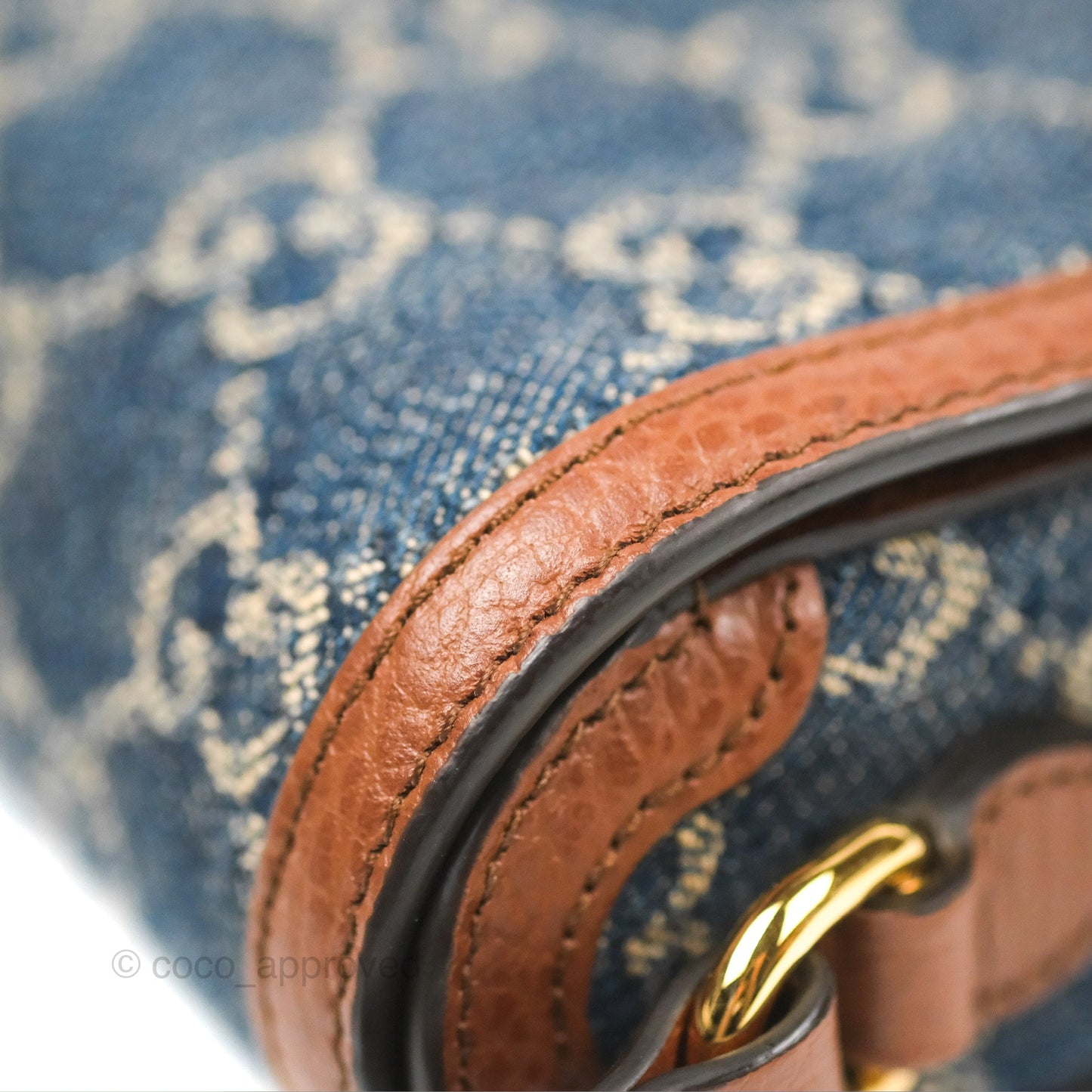 Gucci Horsebit 1955 Mini Bag GG Denim/ Brown Leather