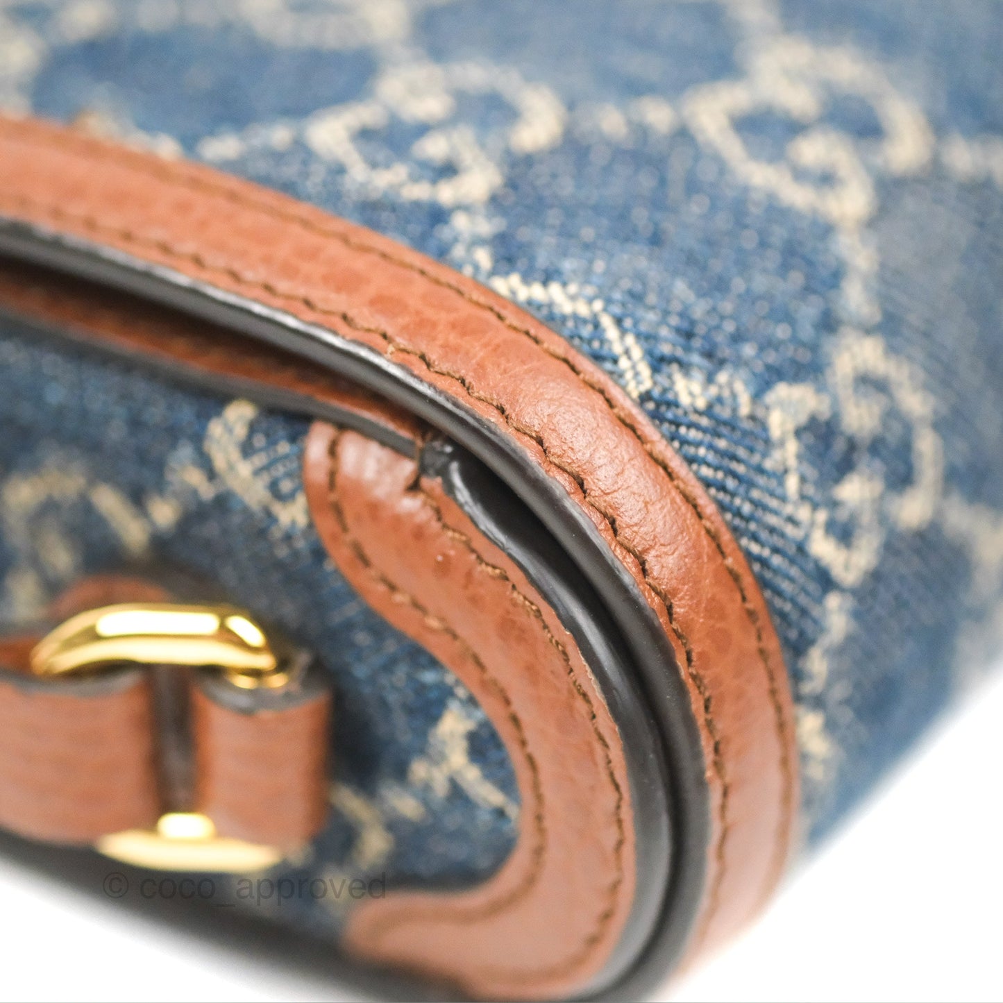 Gucci Horsebit 1955 Mini Bag GG Denim/ Brown Leather