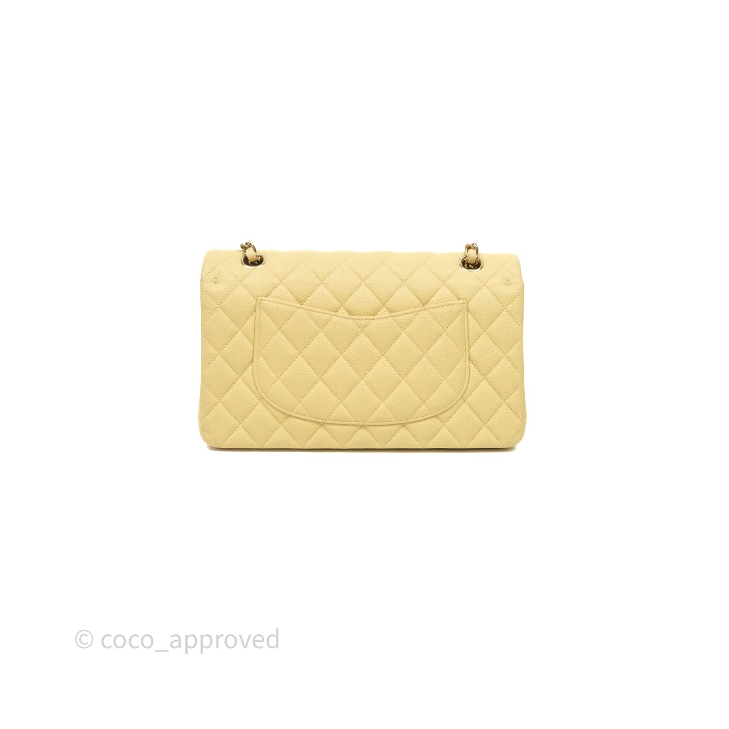 Chanel Classic M/L Medium Flap Quilted Yellow Caviar Gold Hardware