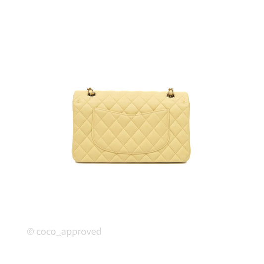 Chanel Classic M/L Medium Flap Quilted Yellow Caviar Gold Hardware