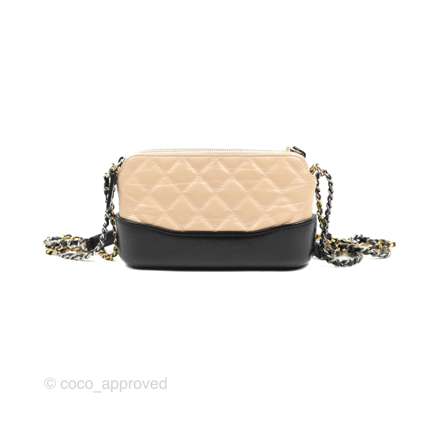 Chanel Gabrielle Clutch With Chain Aged Calfskin Beige/ Black Mixed Hardware
